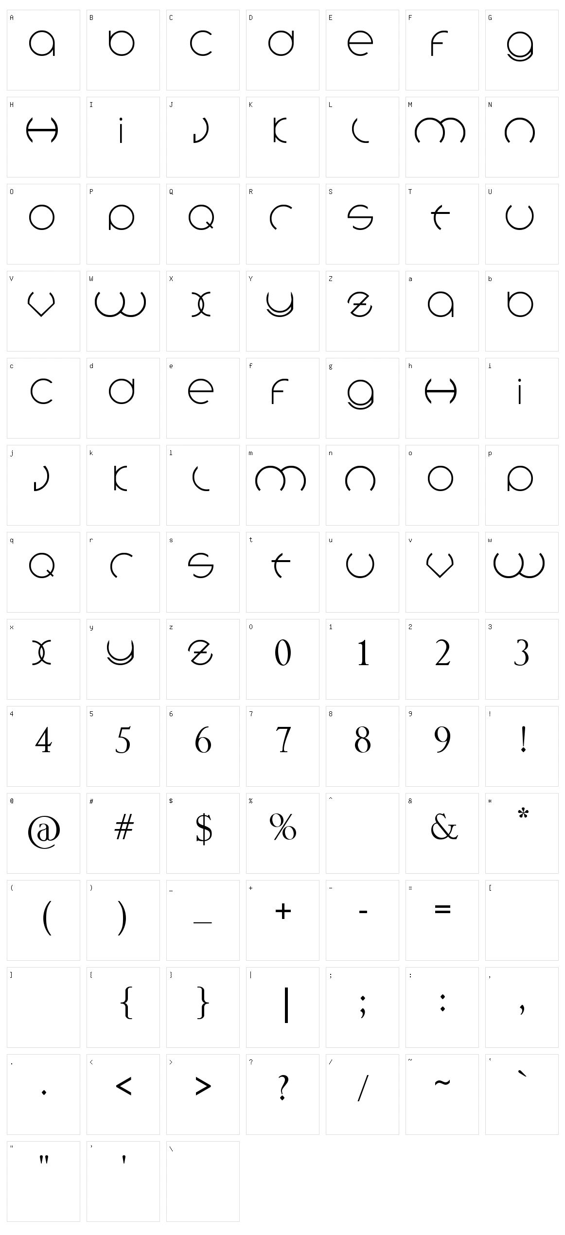 Circlefont Character Set