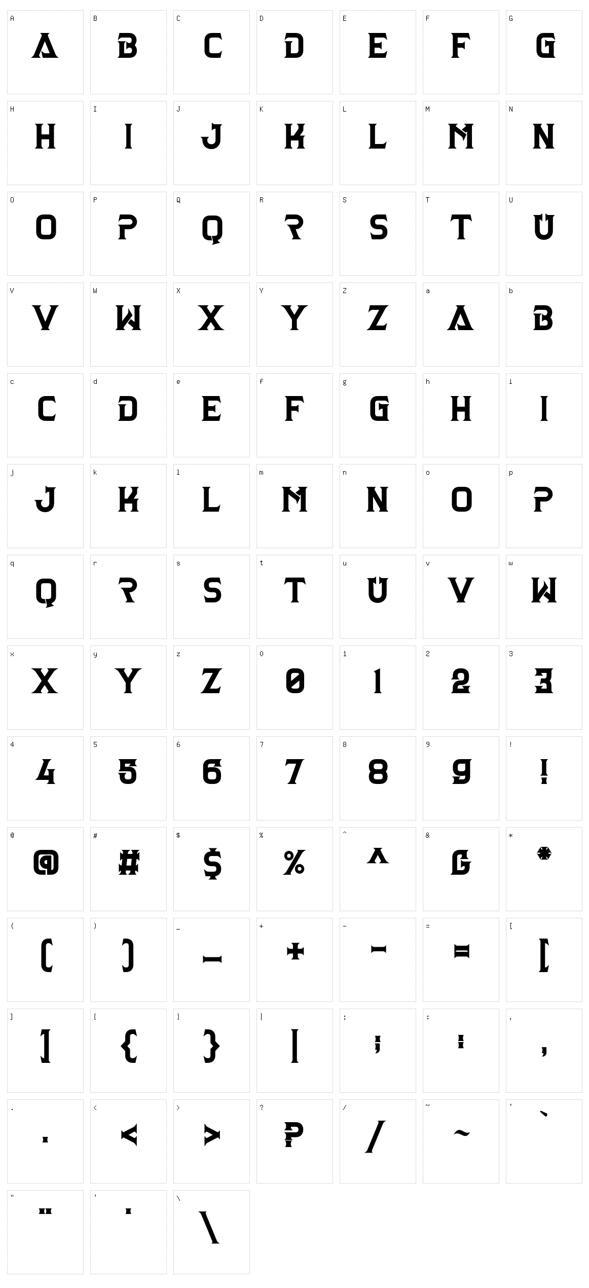 Clarraph Character Set