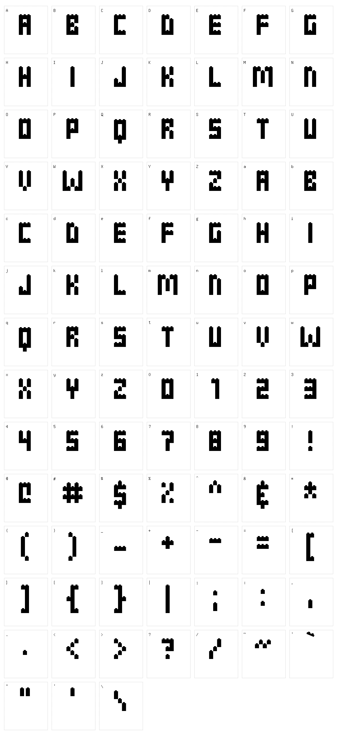 Clicky Bricks Character Set