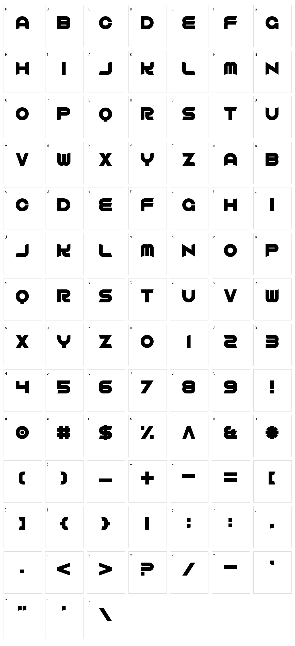 Comfortably Dumb Character Set