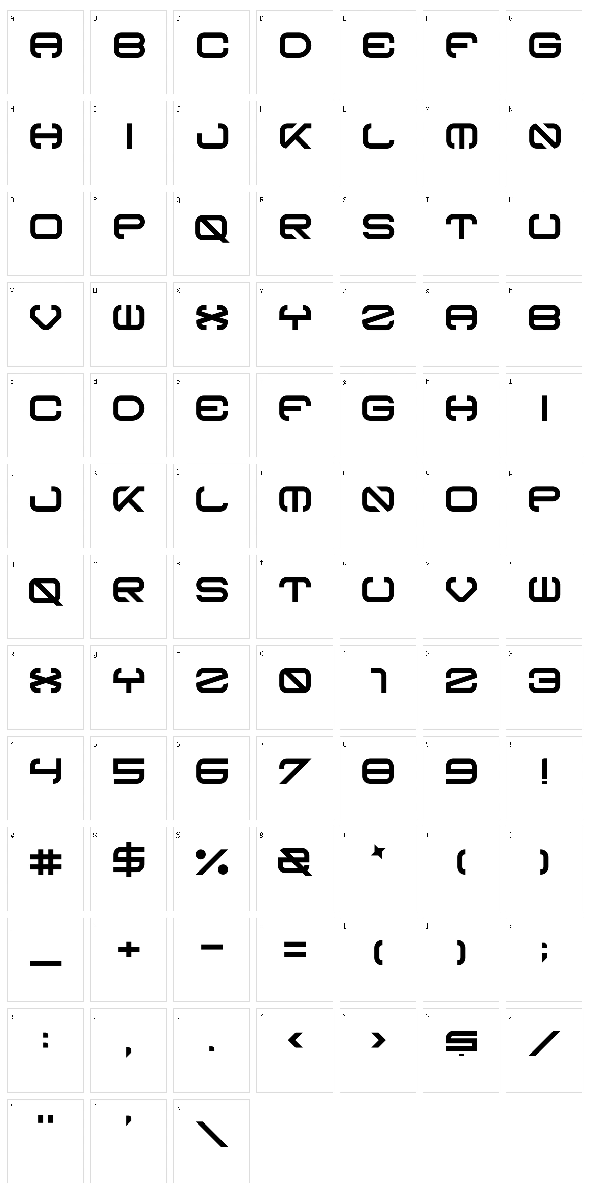 Curves Character Set