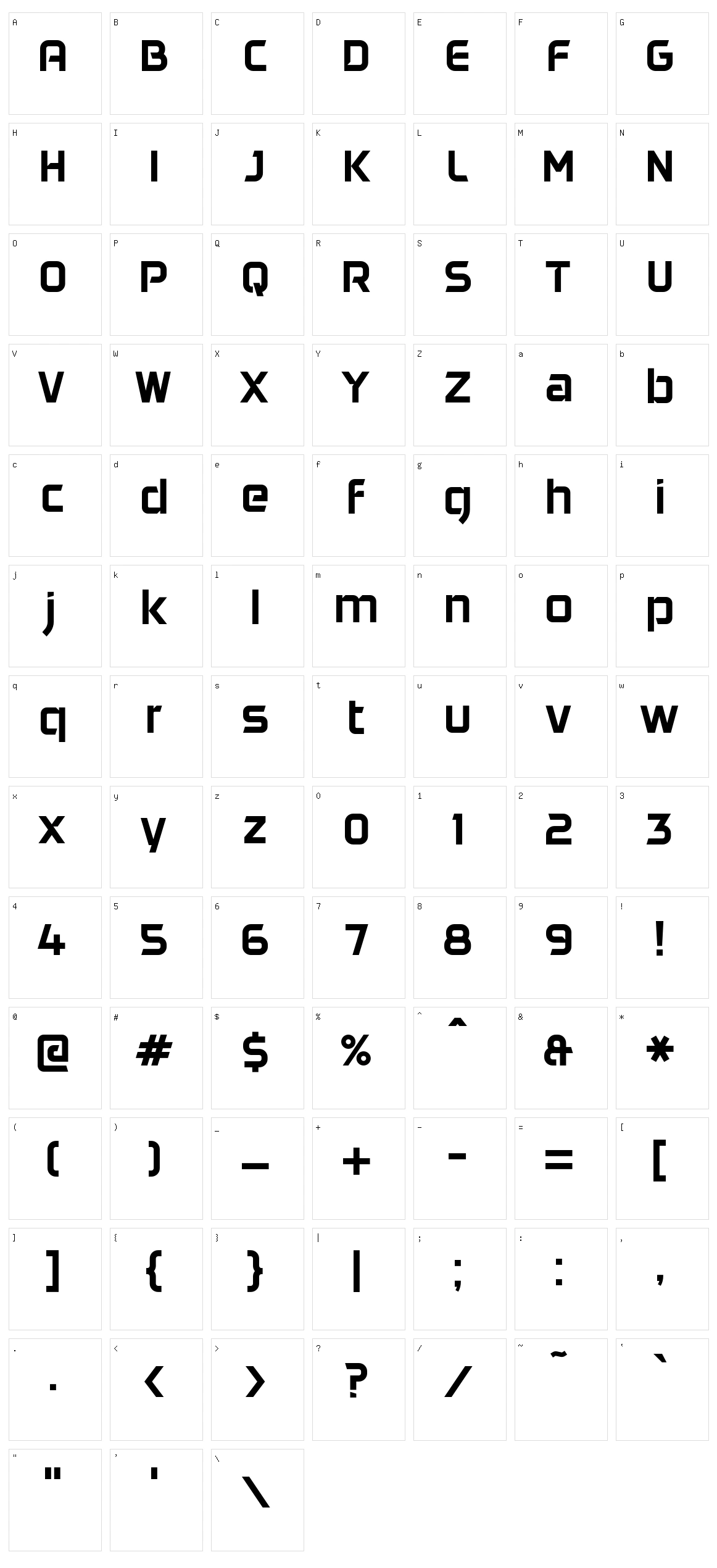 Daggersquare Character Set