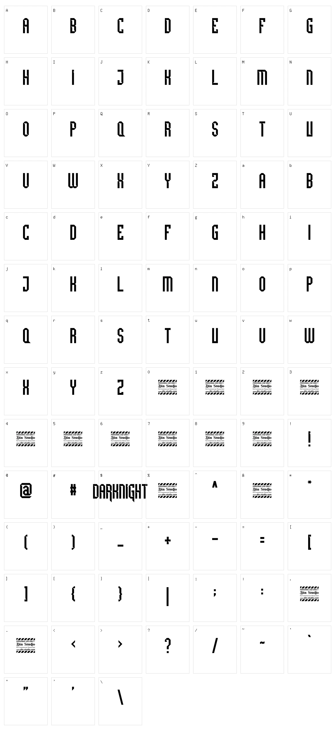 Darknight Character Set