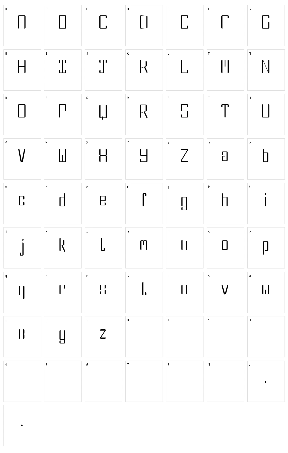 DBE Fluorine Character Set