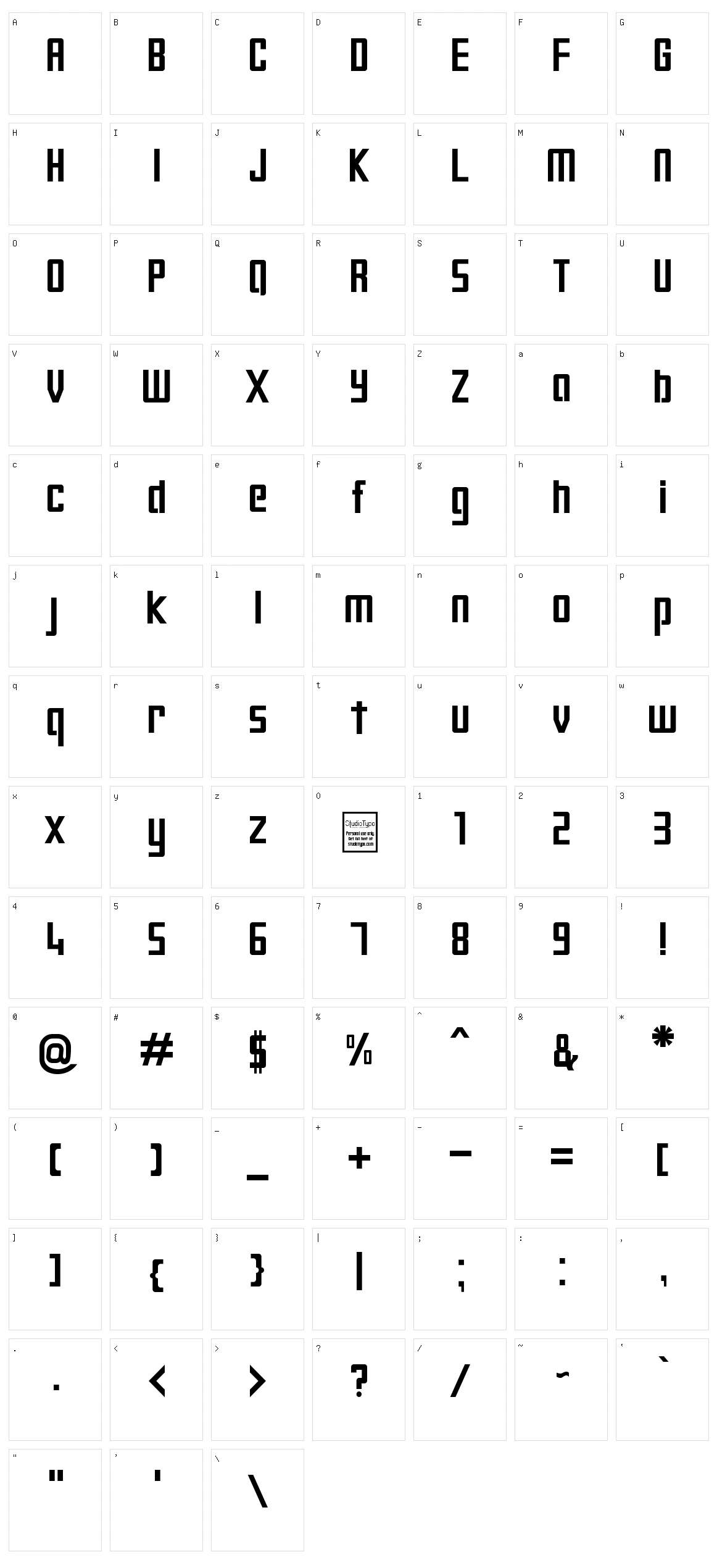 Digiform Character Set