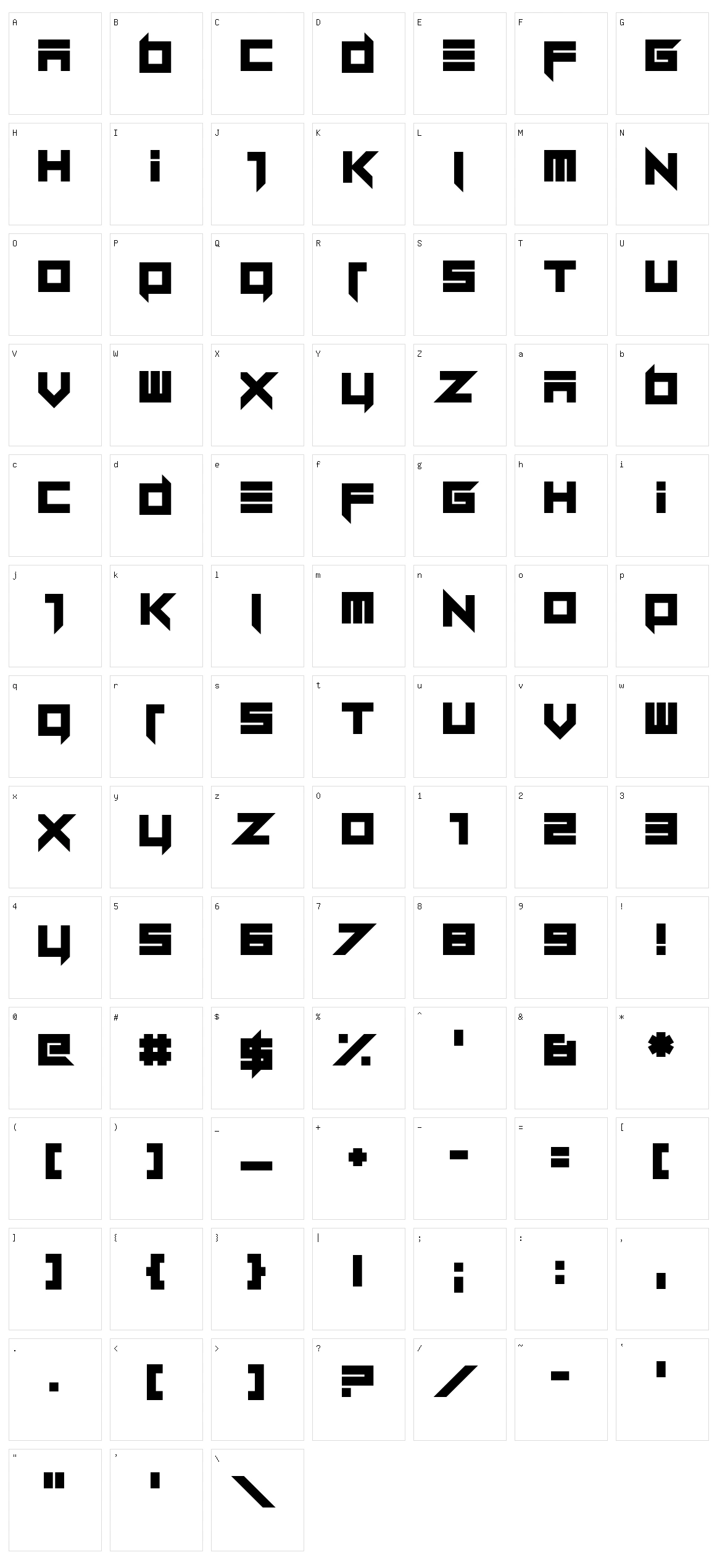 Dillydallier Character Set