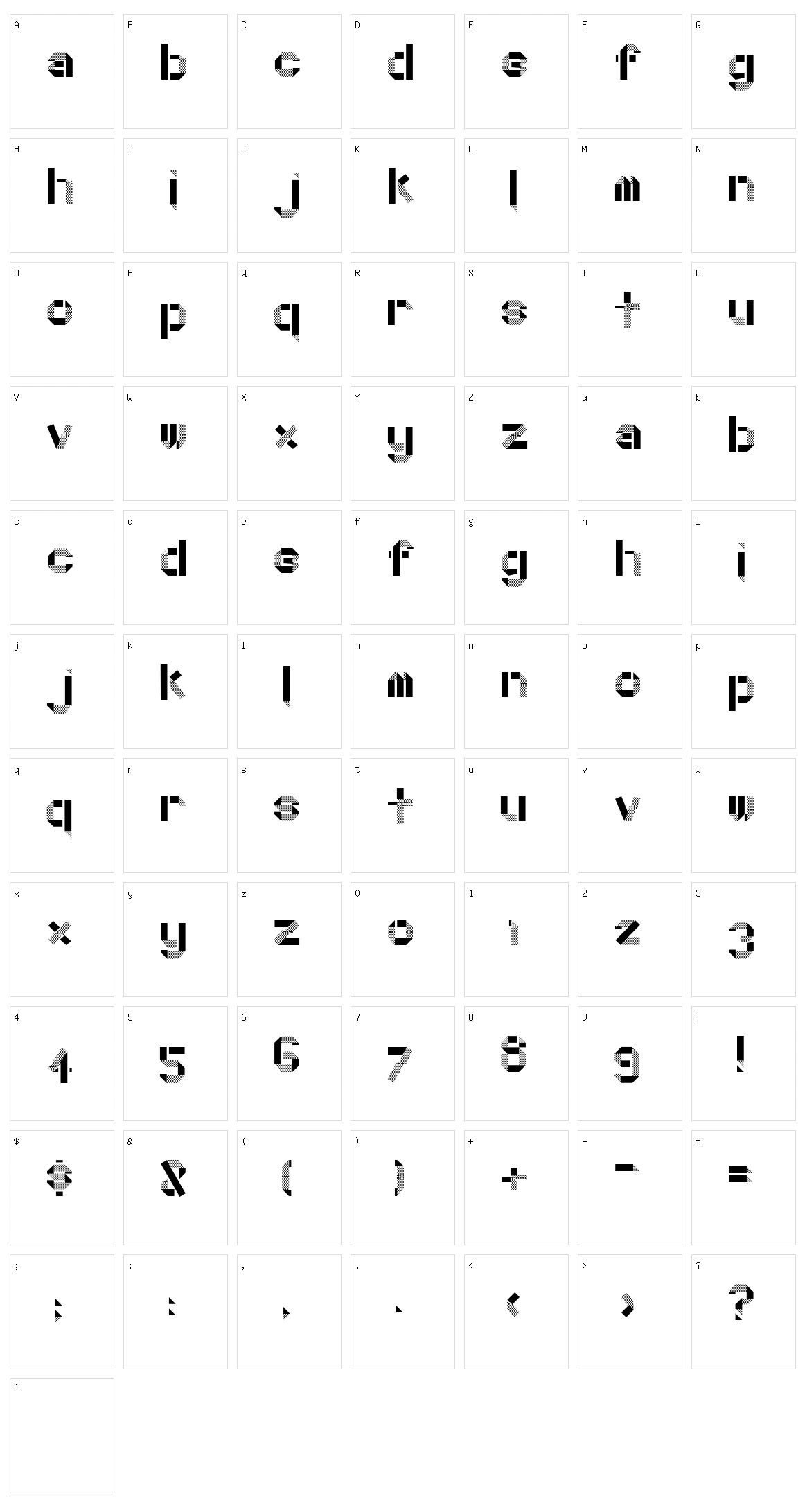 Dotty Fold Character Set