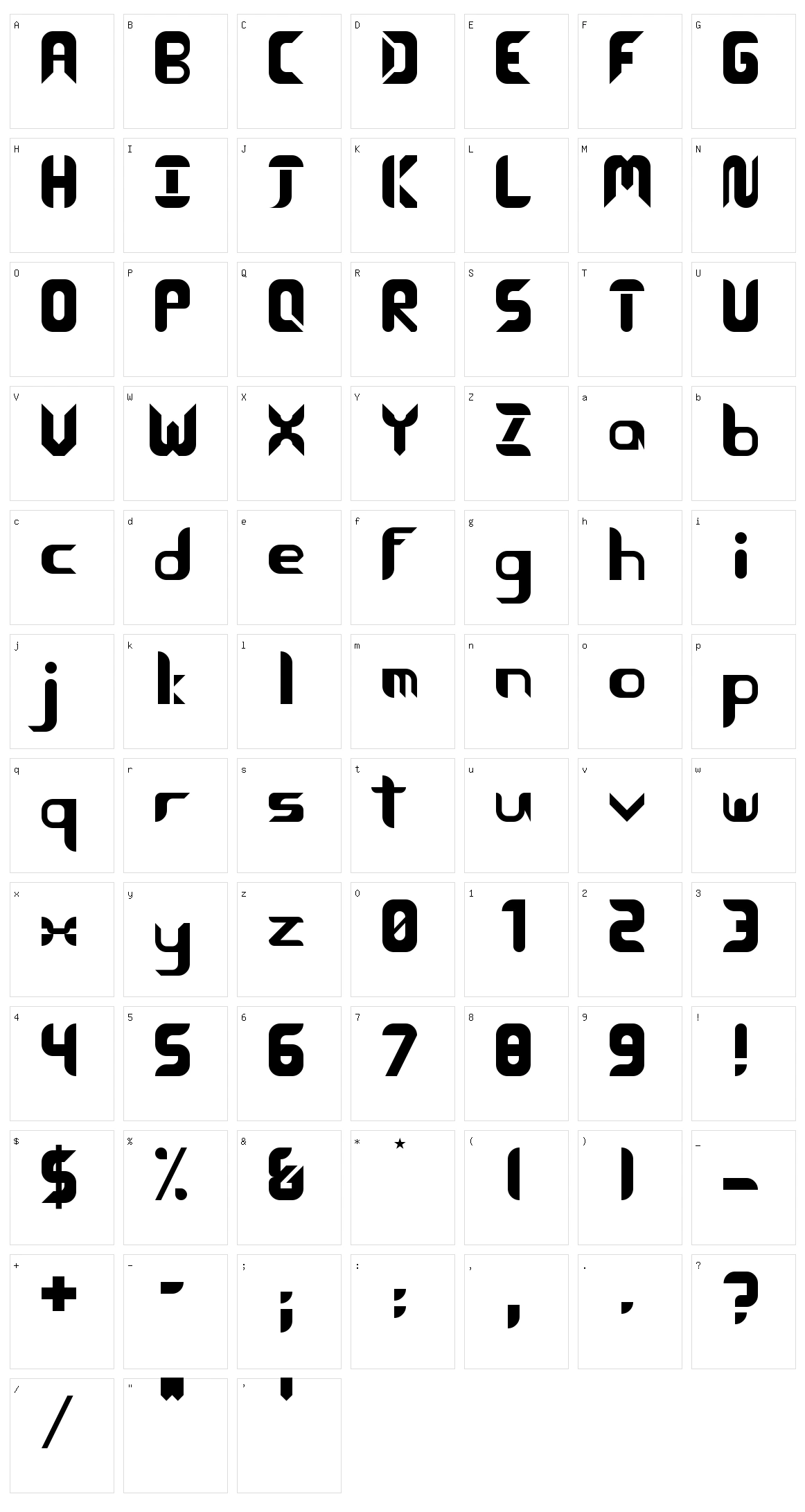 Dylantale Font Character Set