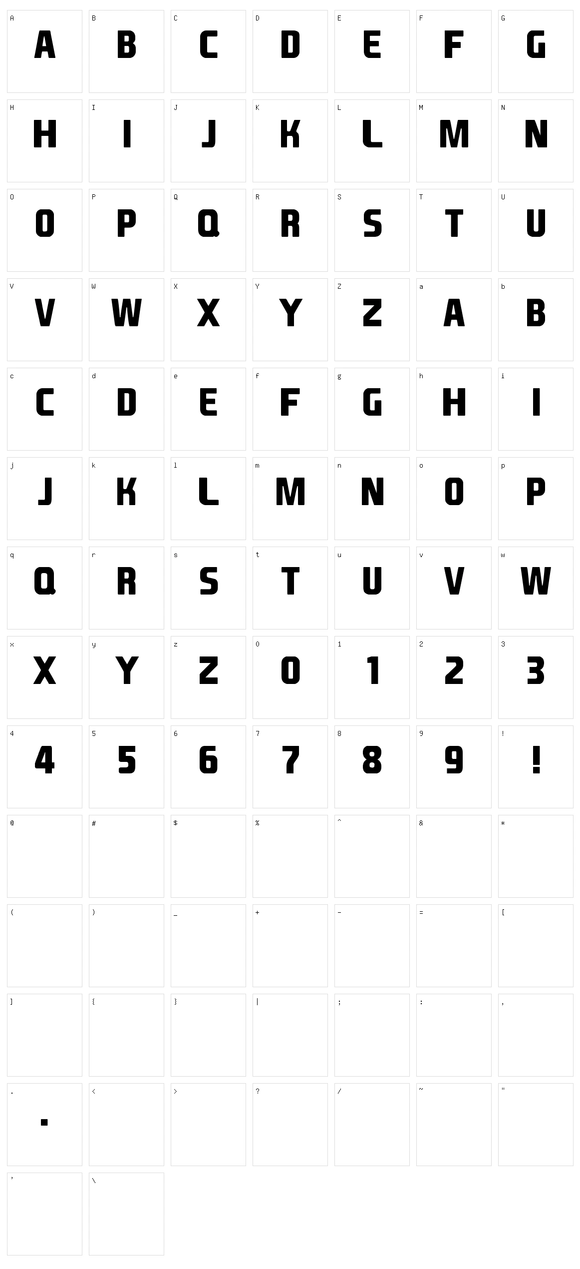EA Font Character Set