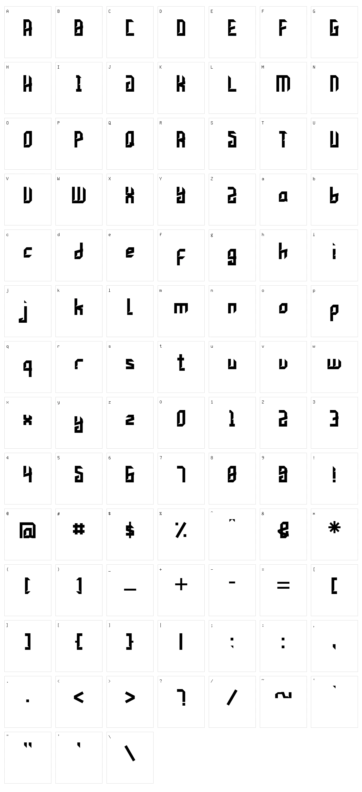 Ensavier Character Set