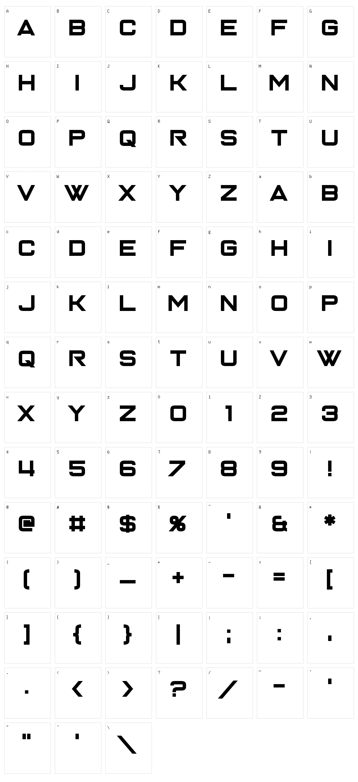 Enter the Grid 2 Character Set