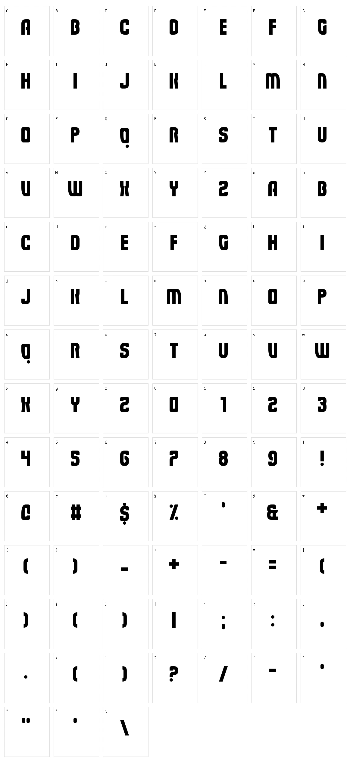 Eviscera Character Set