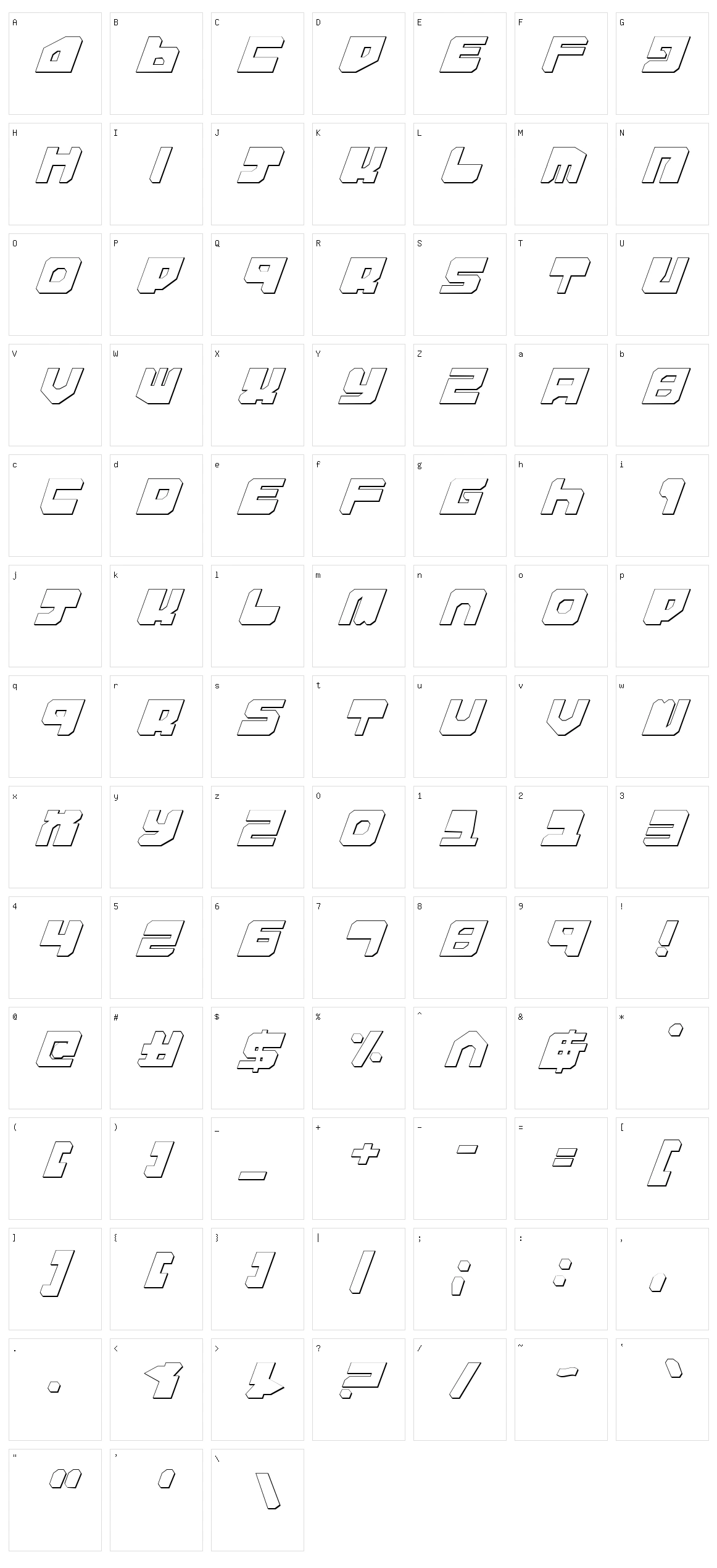 Extechchop Character Set