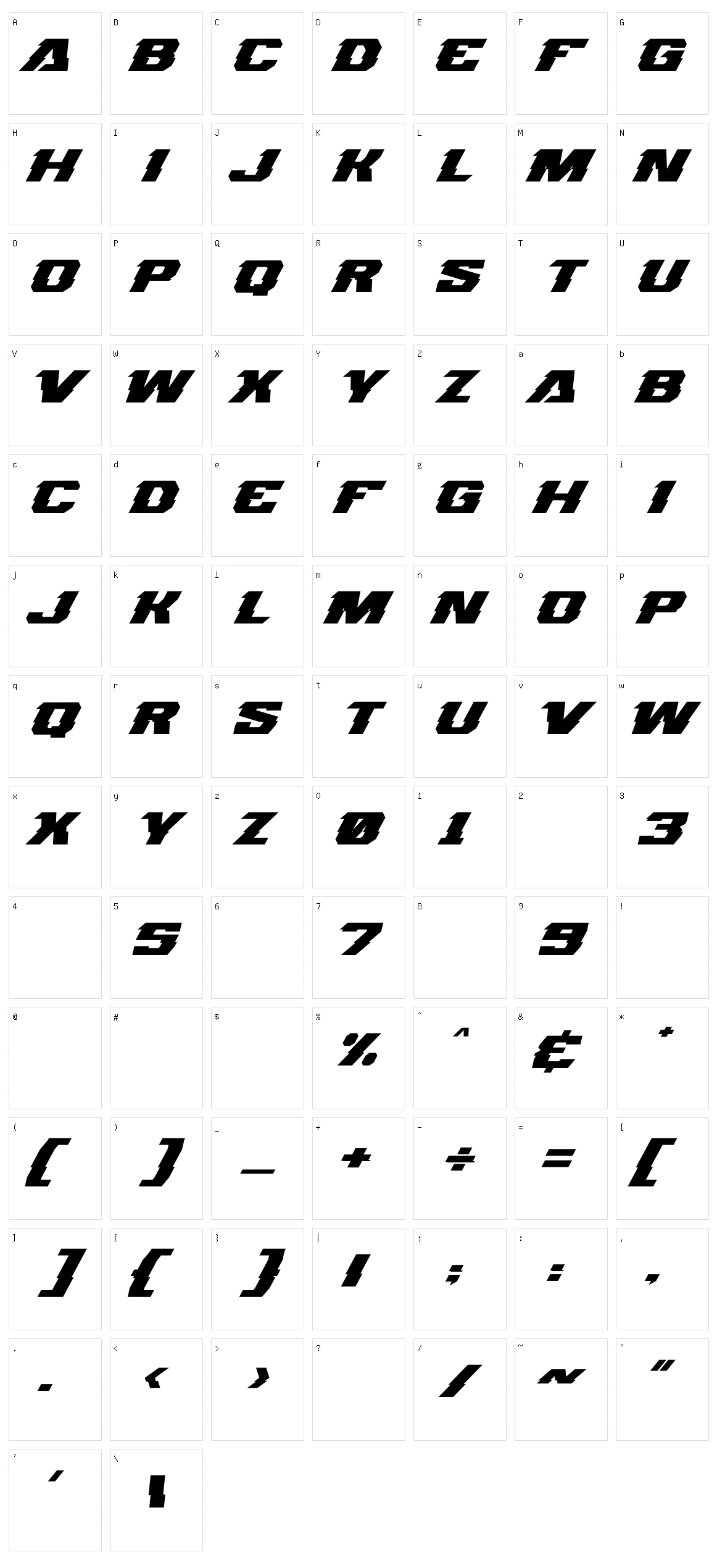 Fastlynk Character Set
