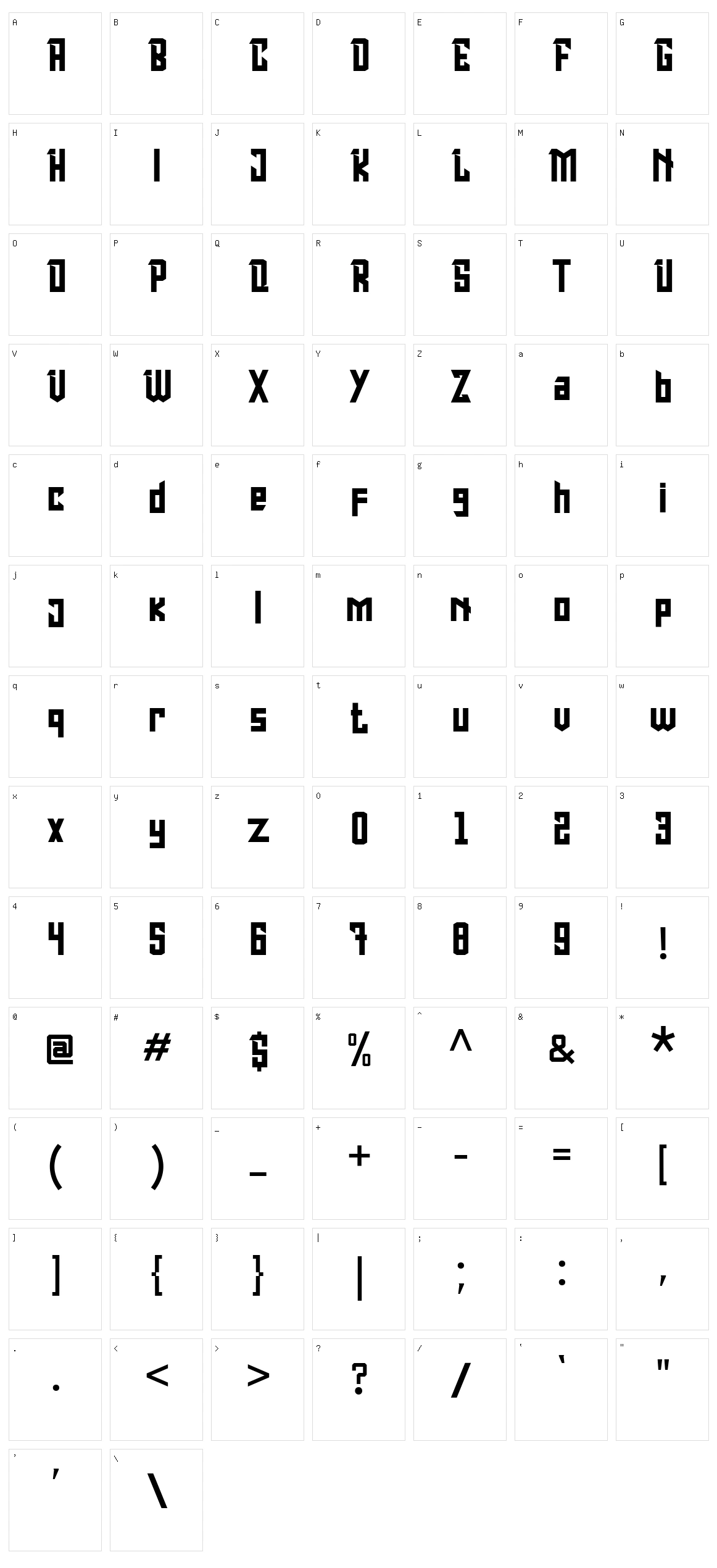 Fastron Character Set