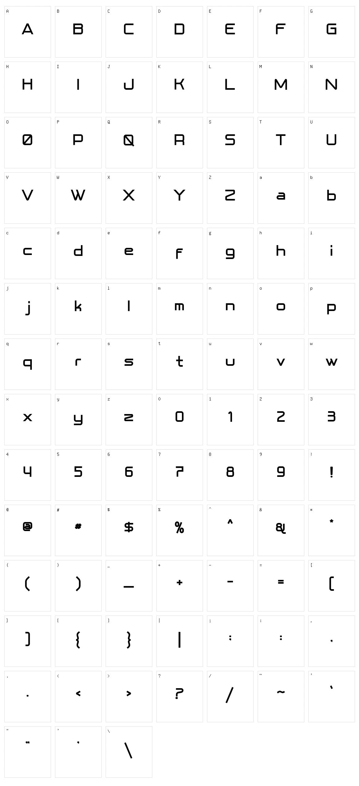 Fedora Character Set