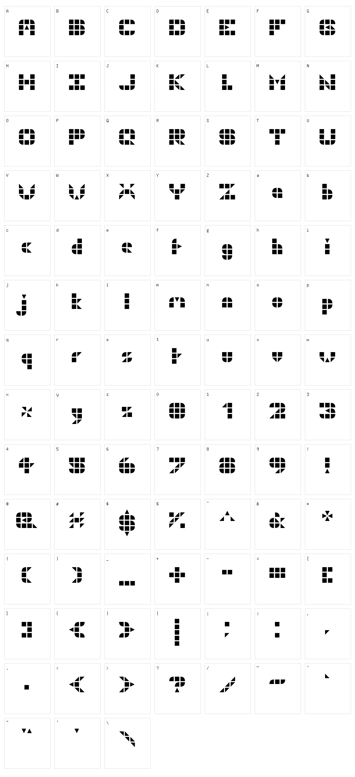 Geo Grid 9 Character Set