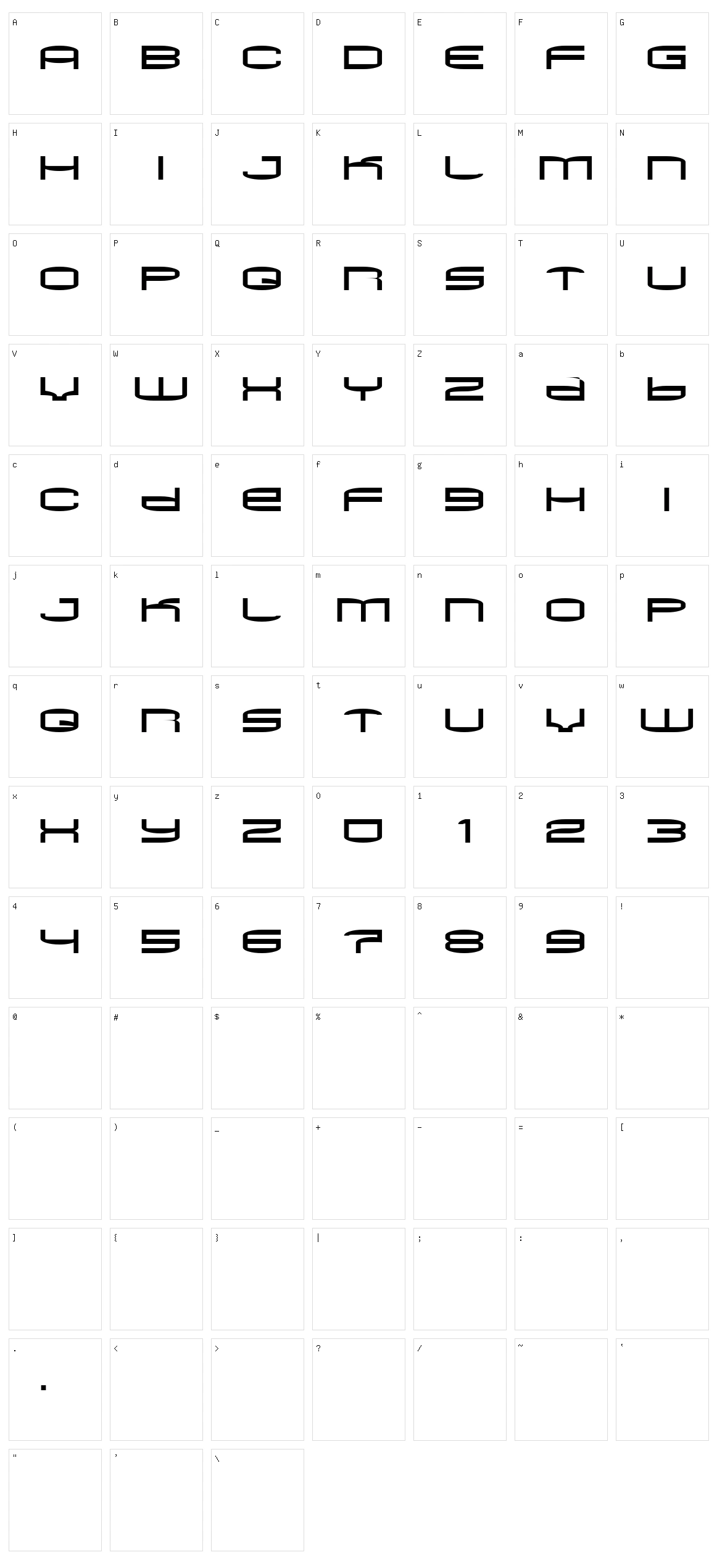 Gigasunmo Character Set