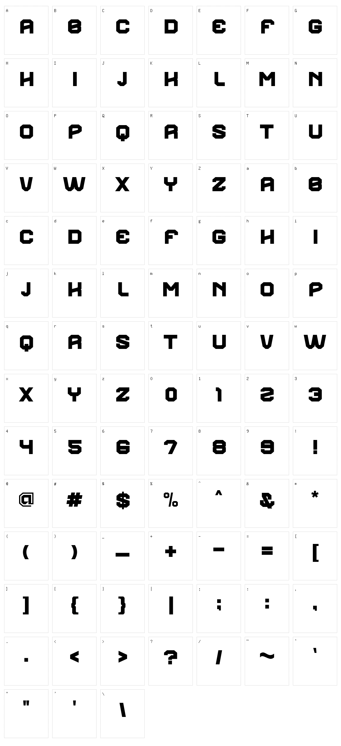 Grizlie Character Set