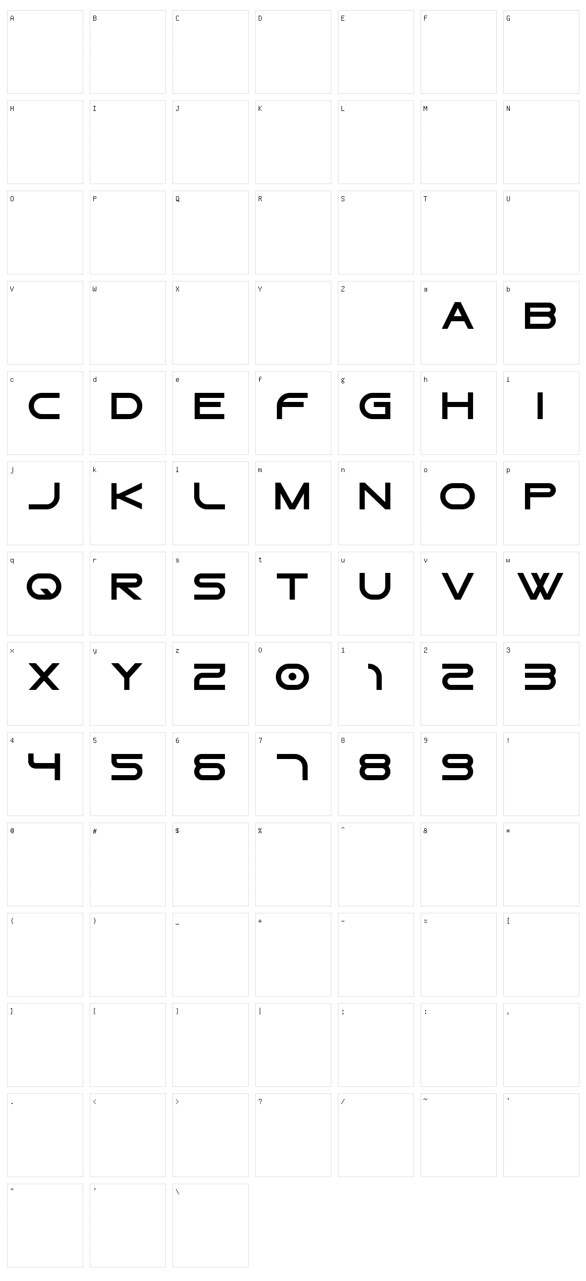 Gtek Character Set