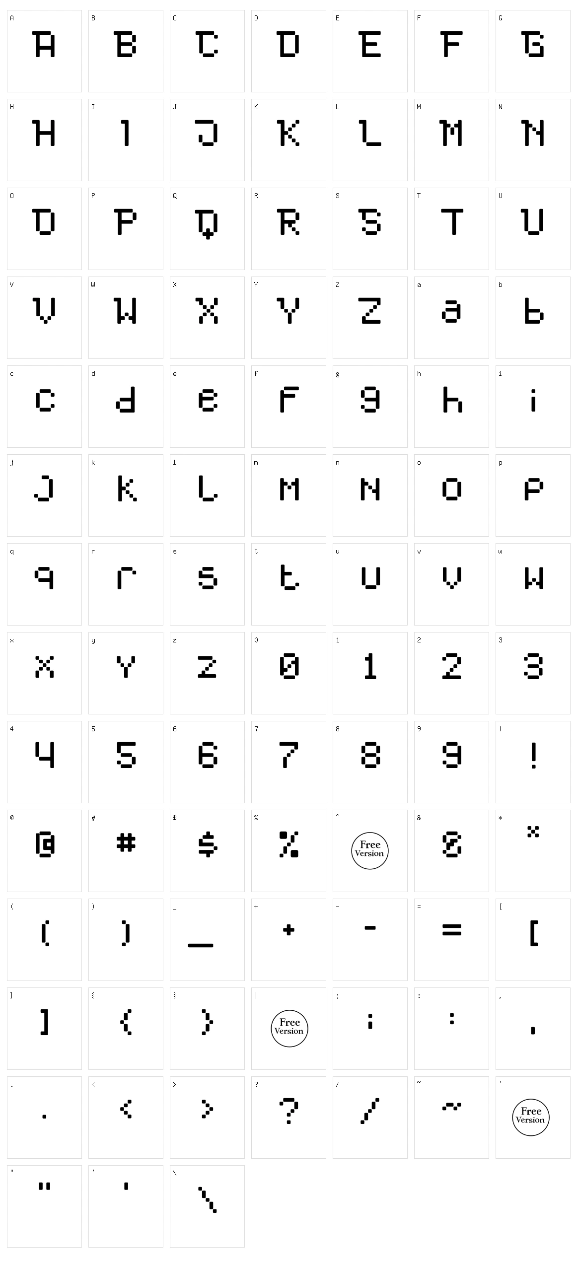 Hackbot Character Set