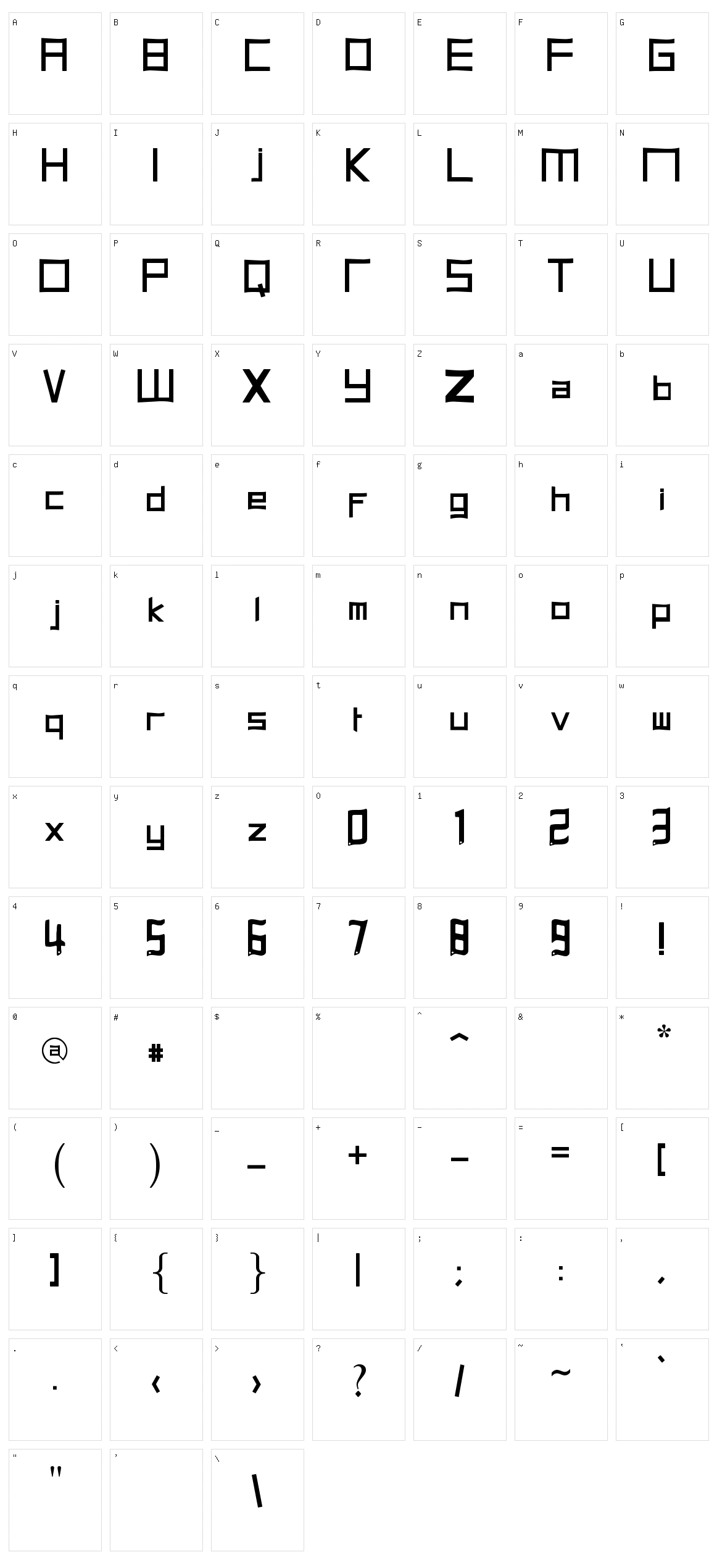 Halit's Font Character Set