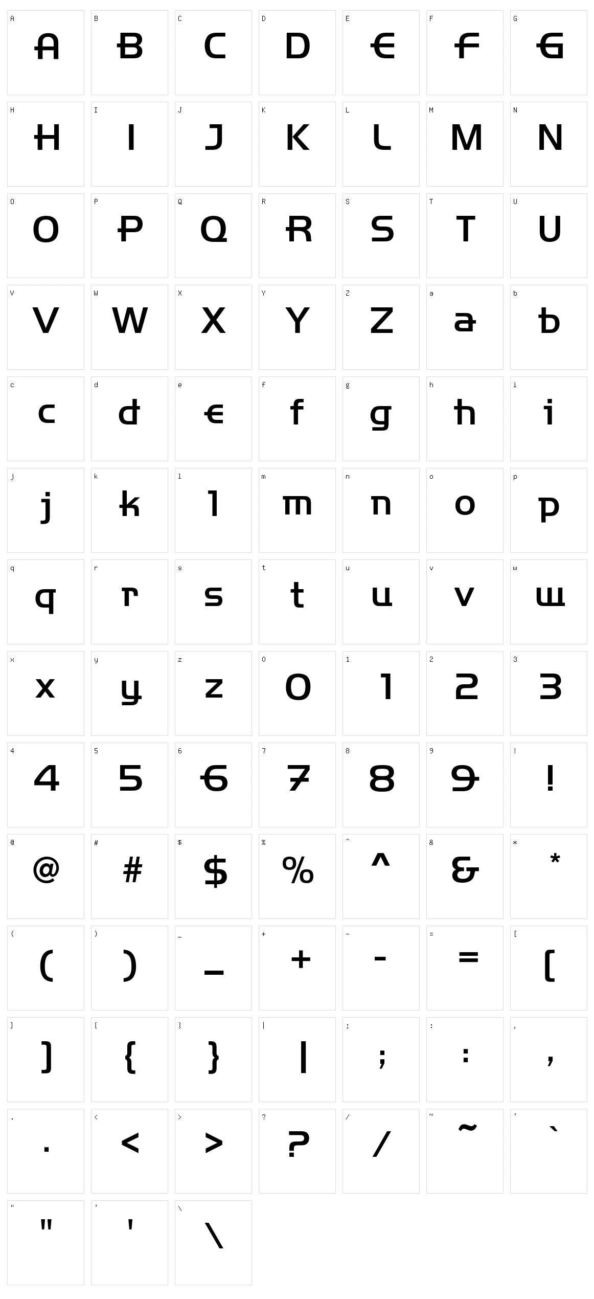 Handelbar Character Set