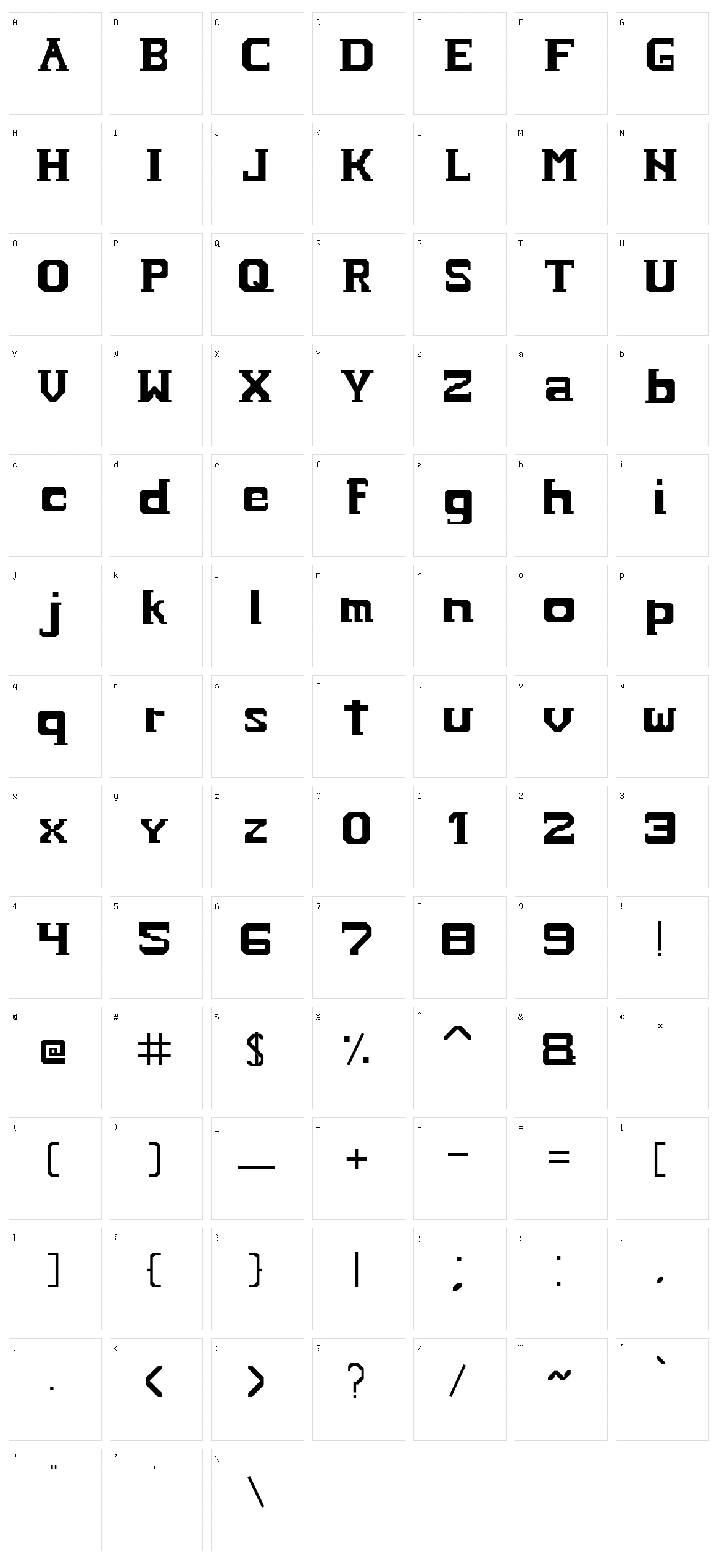 Hardcopy Character Set