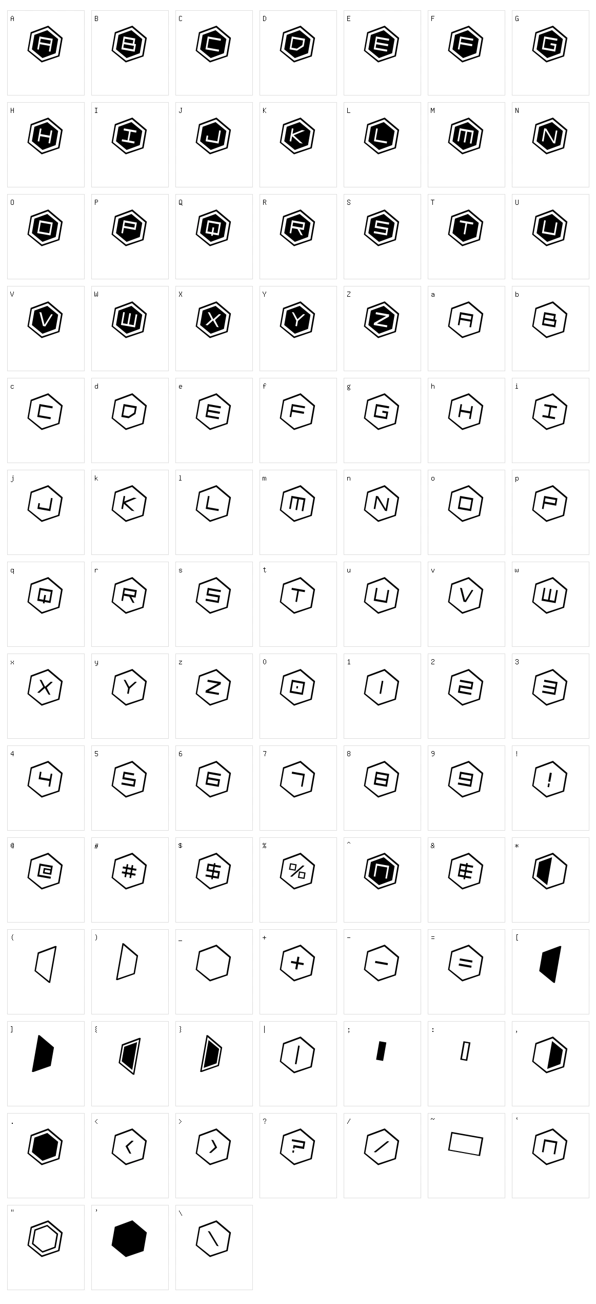 HEX:gon Character Set