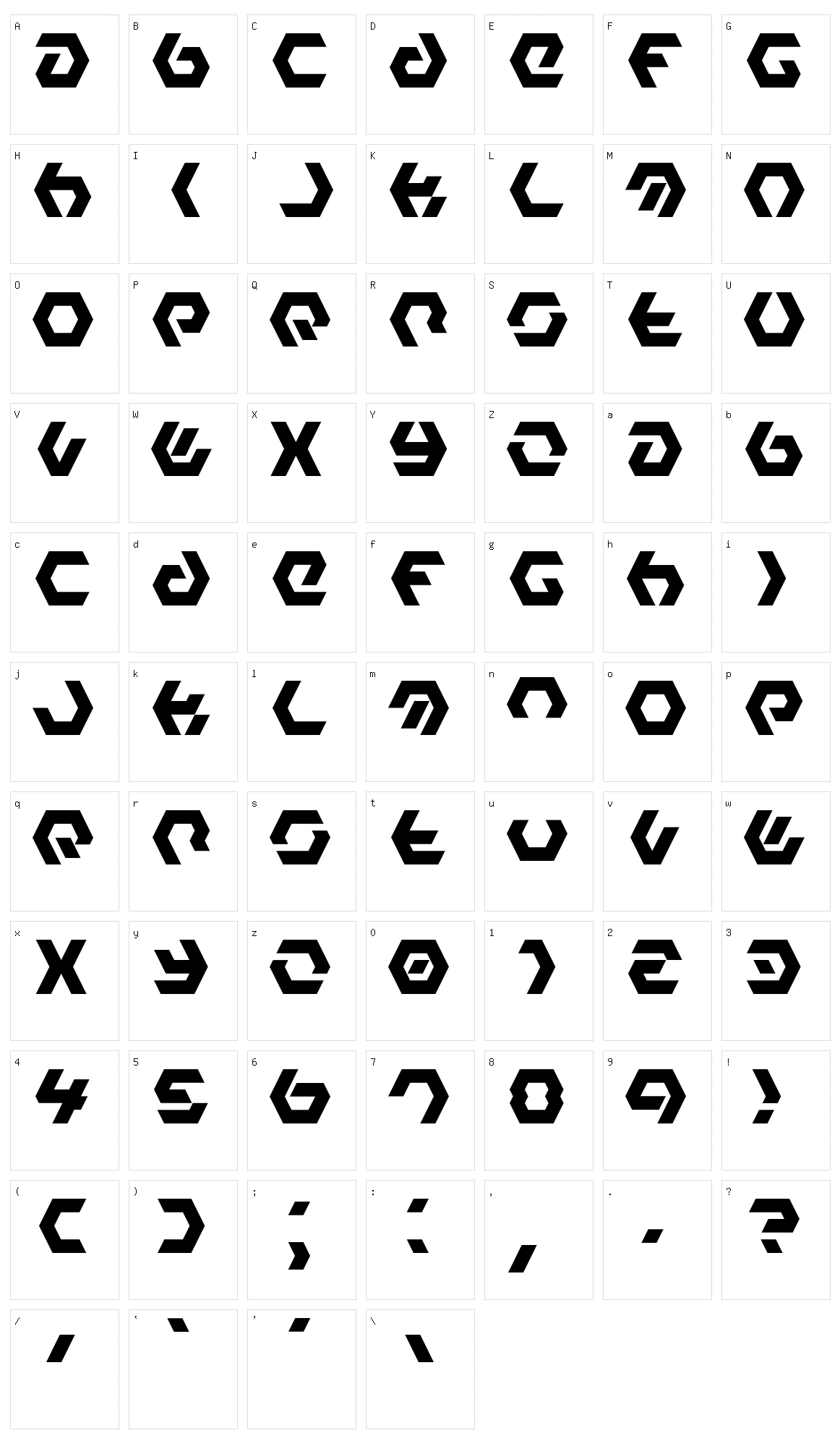 Hexample LDR Character Set
