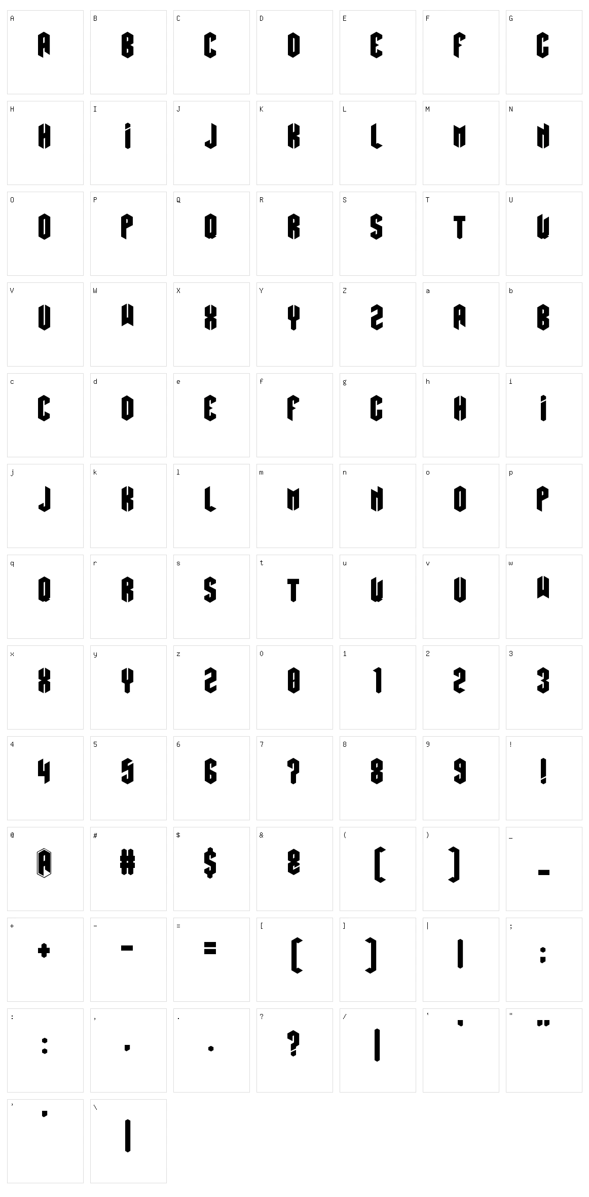 Hexatus Character Set
