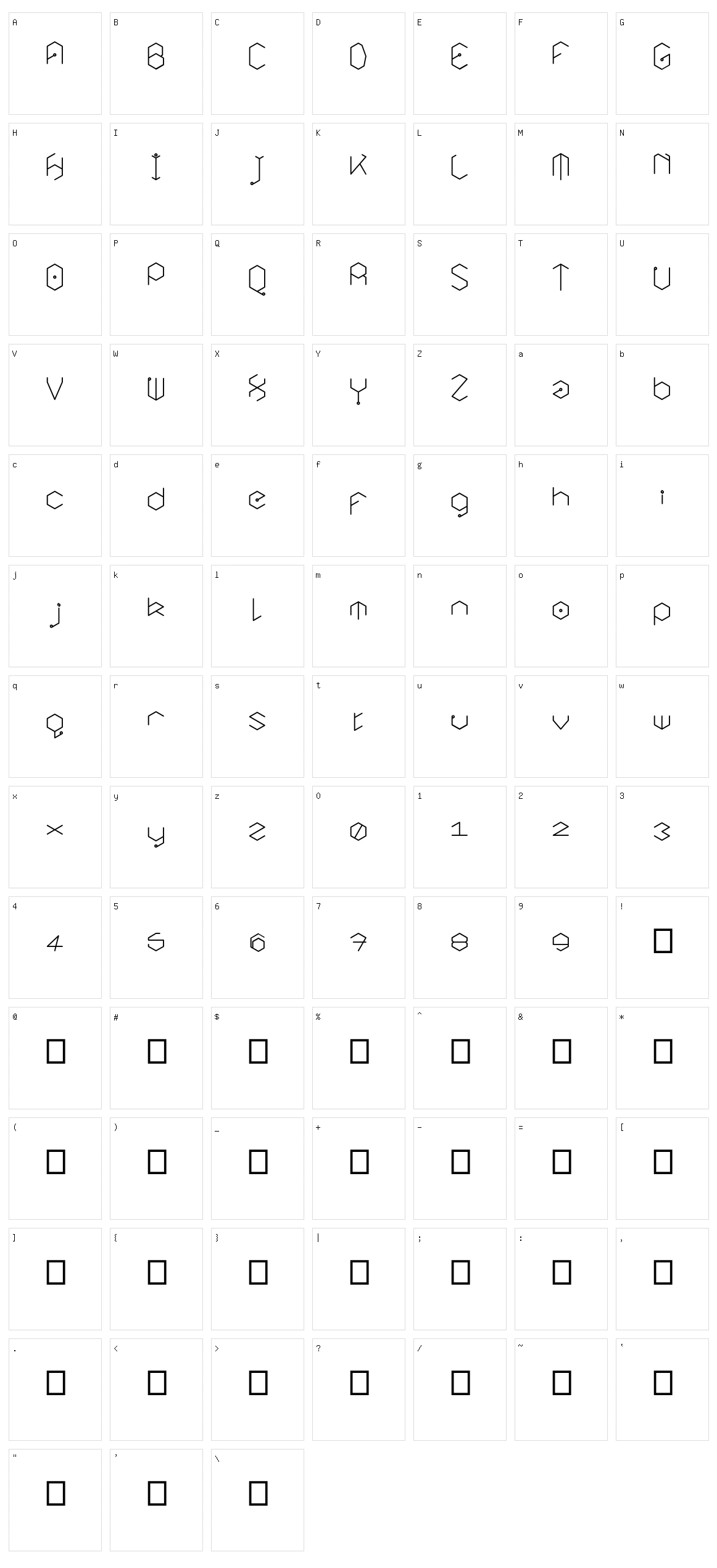 Hexic Vertical Character Set