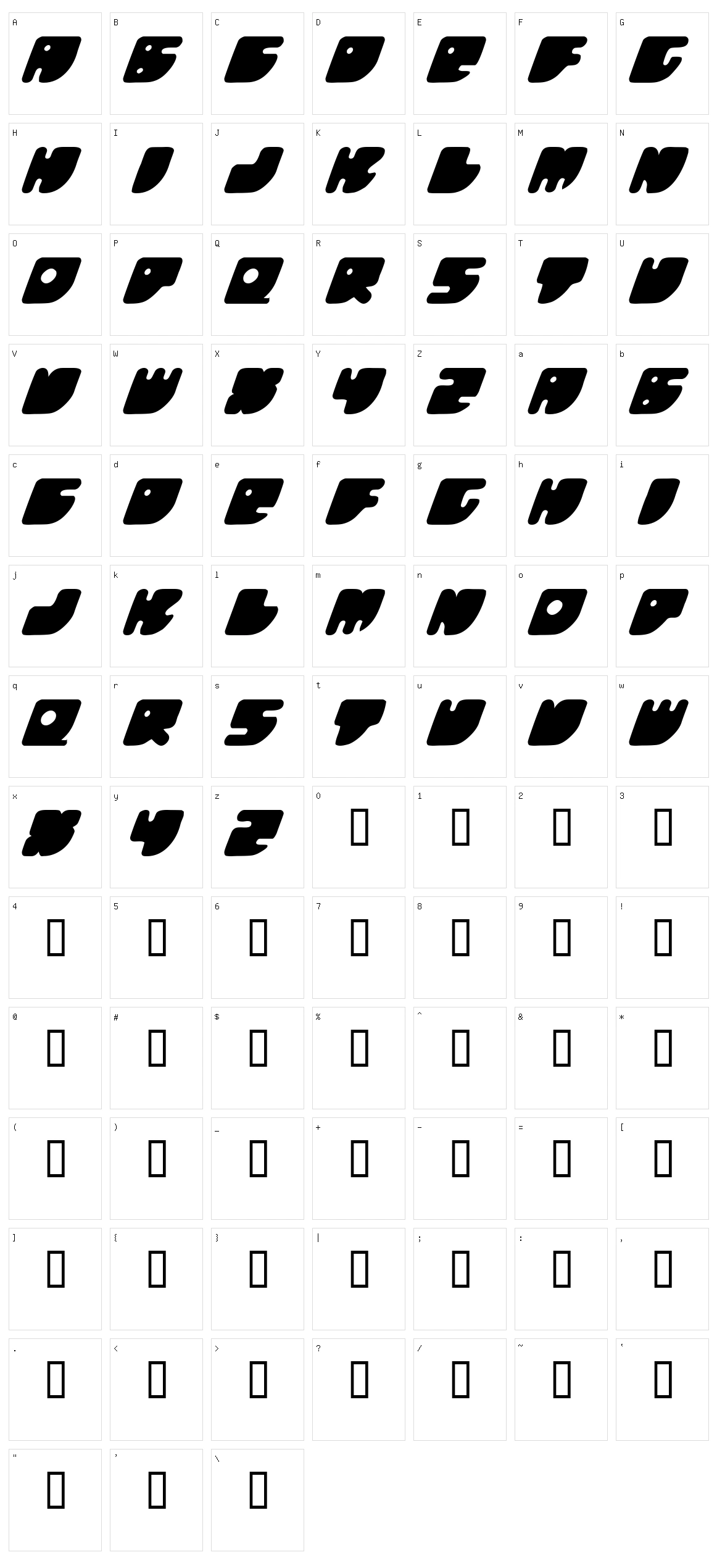 Honeyflash Character Set