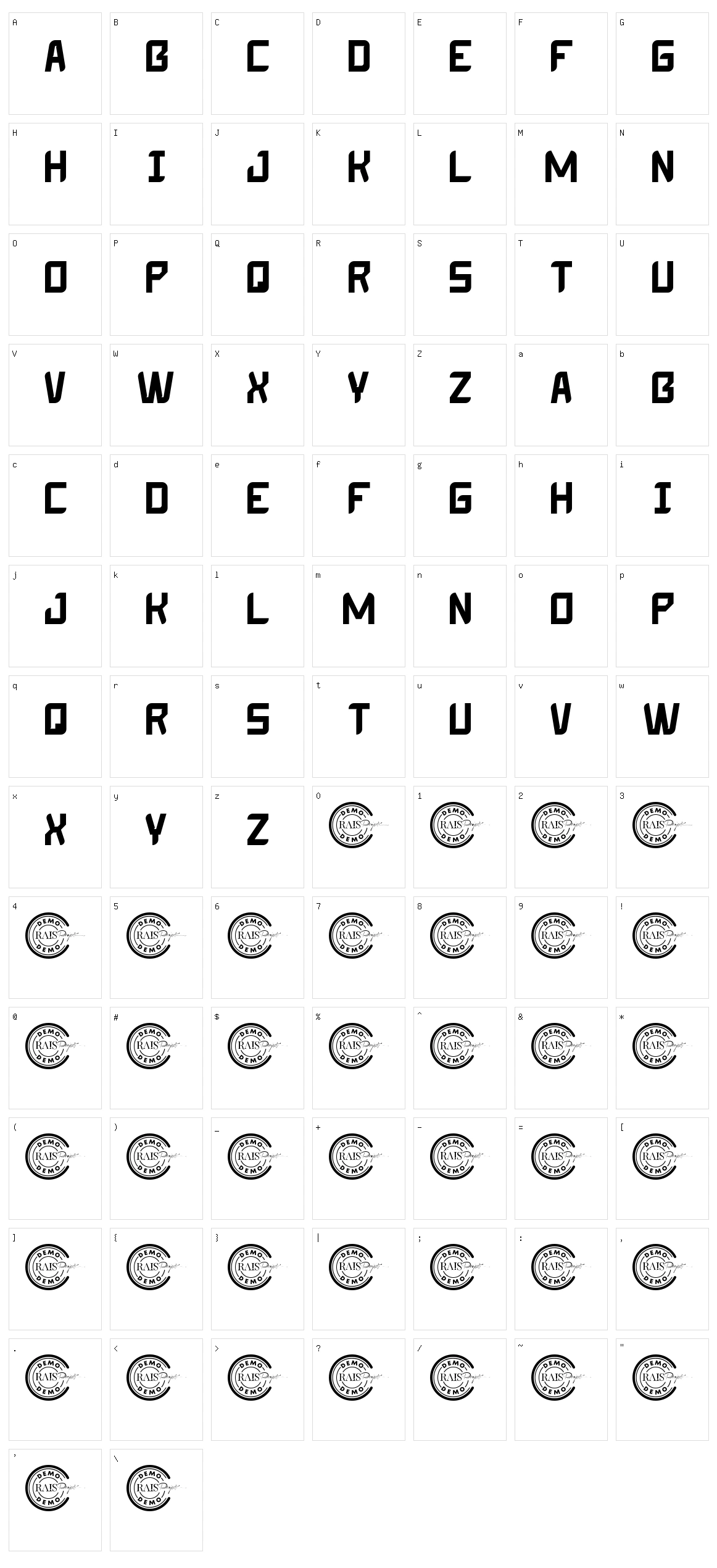 Hotfast Character Set