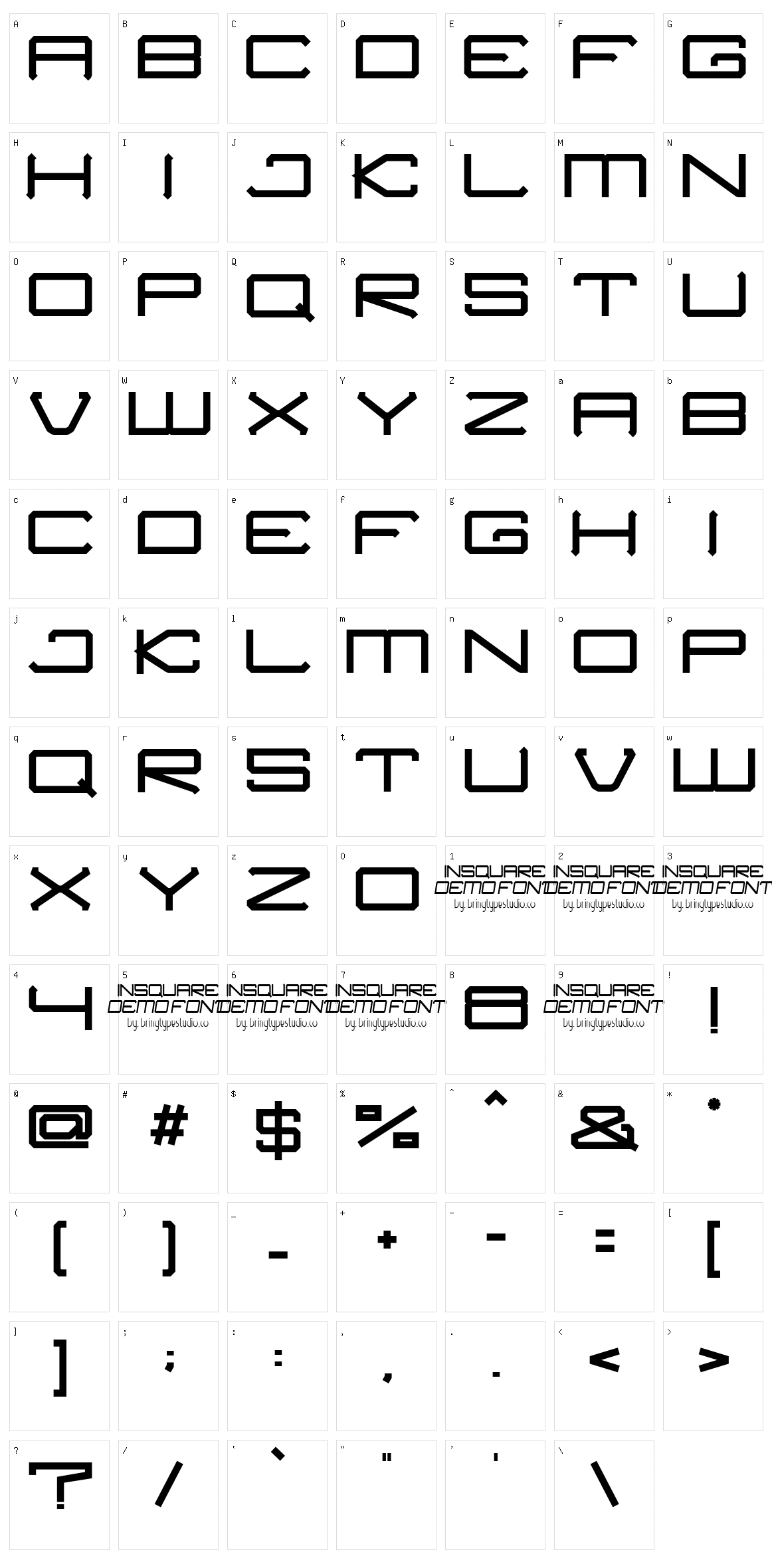 Insquare Character Set