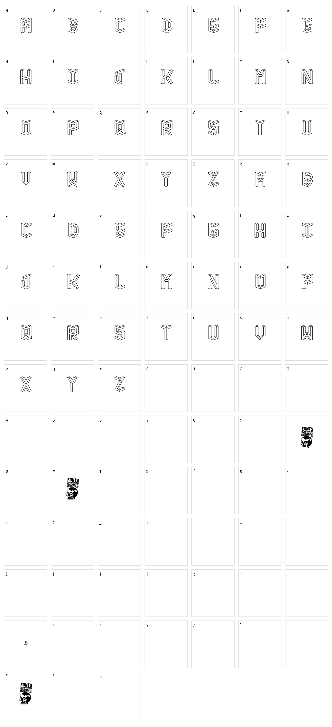 Isometria Club Character Set