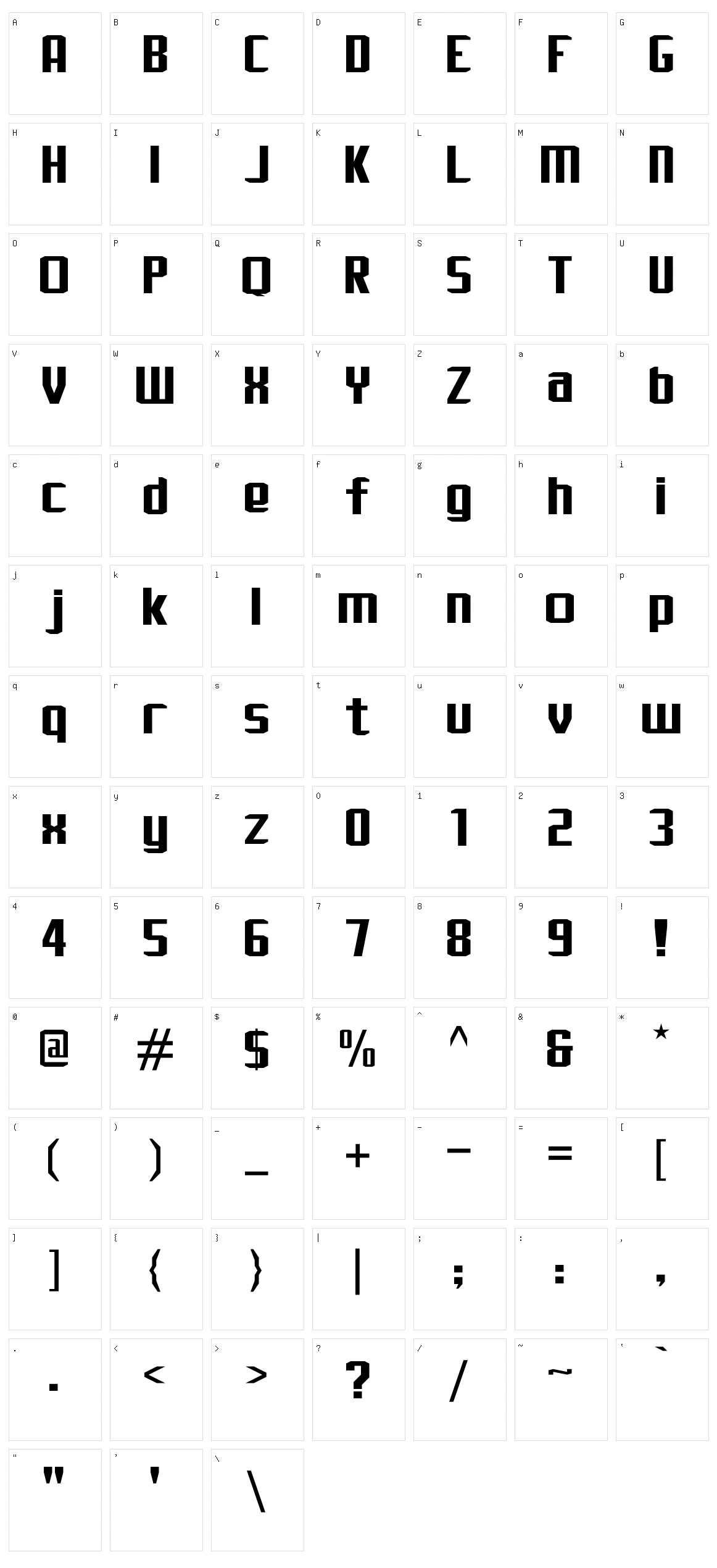 J-LOG Rebellion Sans Character Set