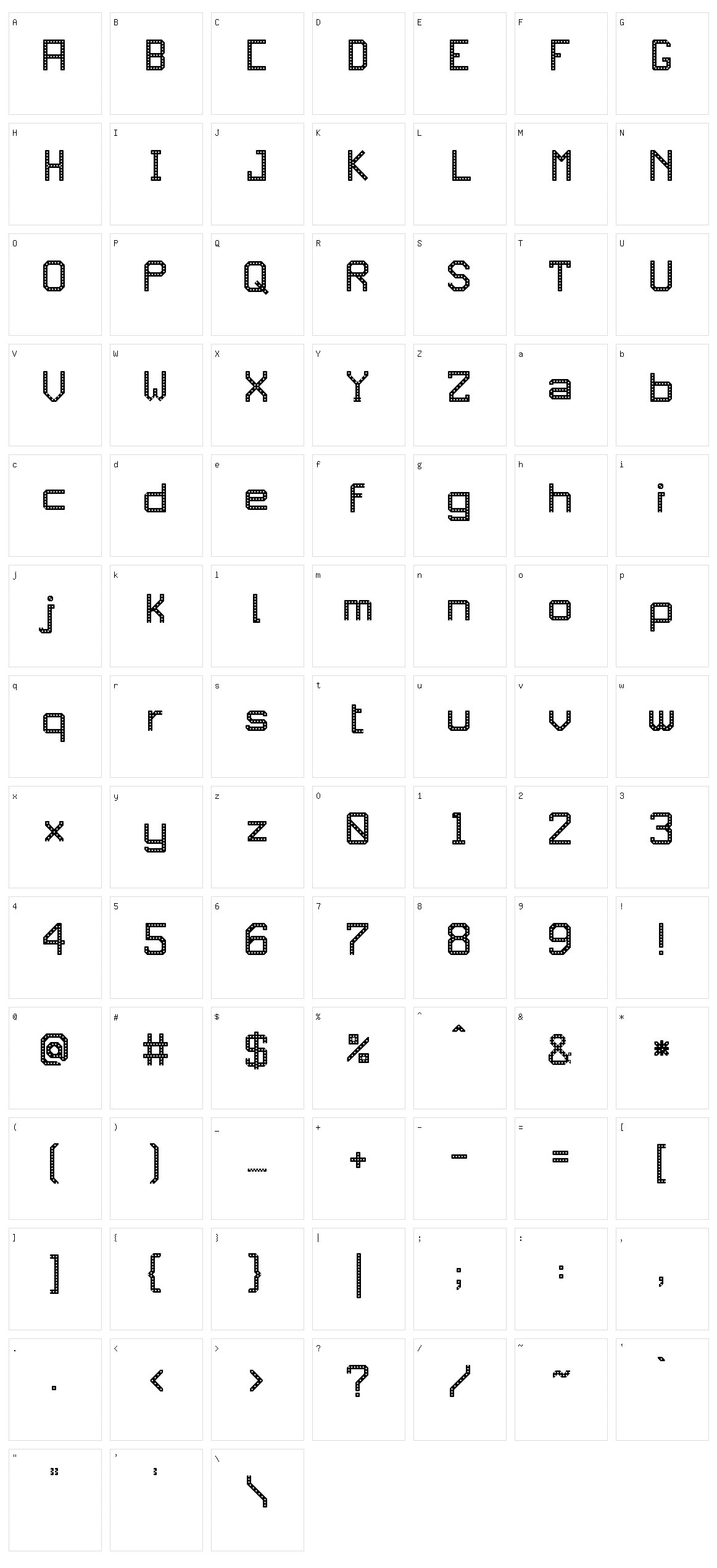 JD RevLED Character Set