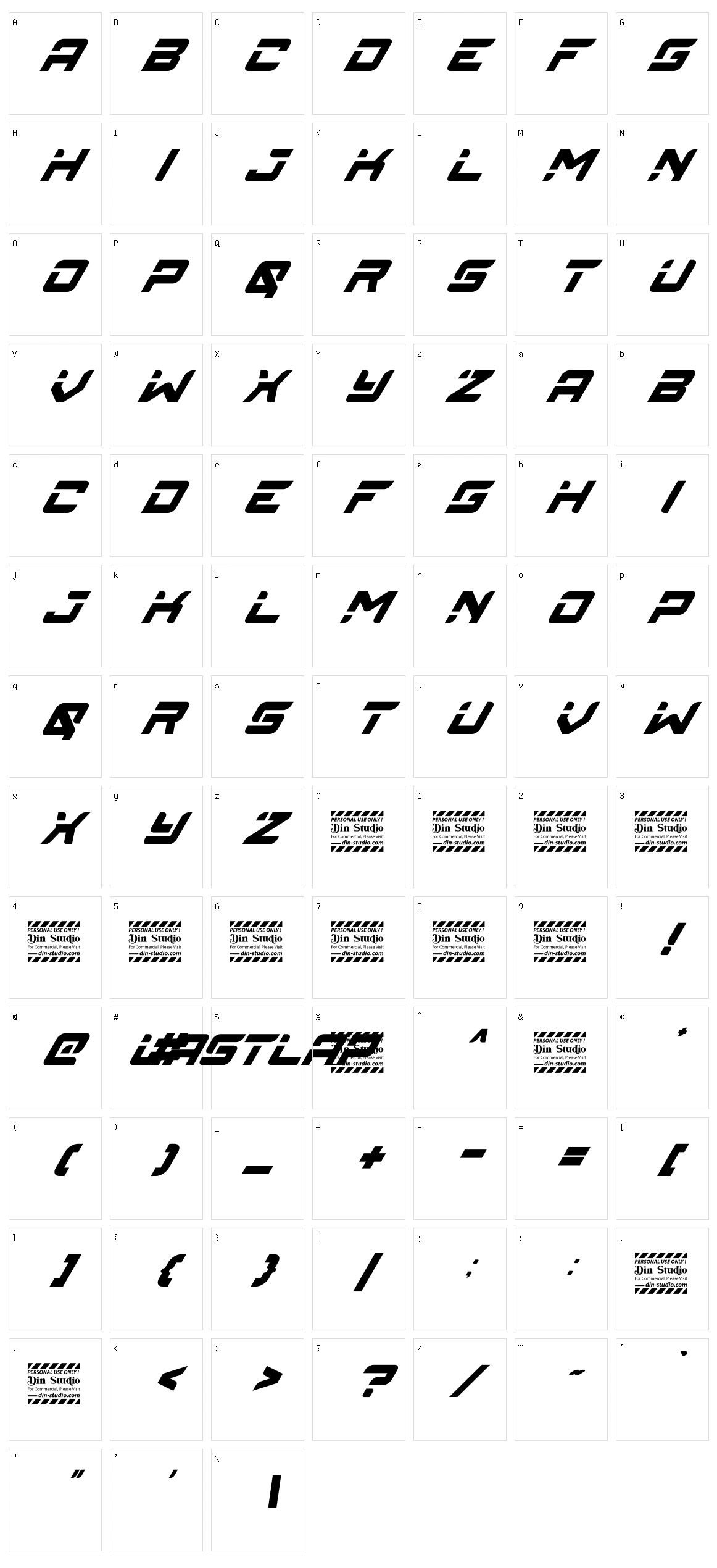 Lastlap Character Set