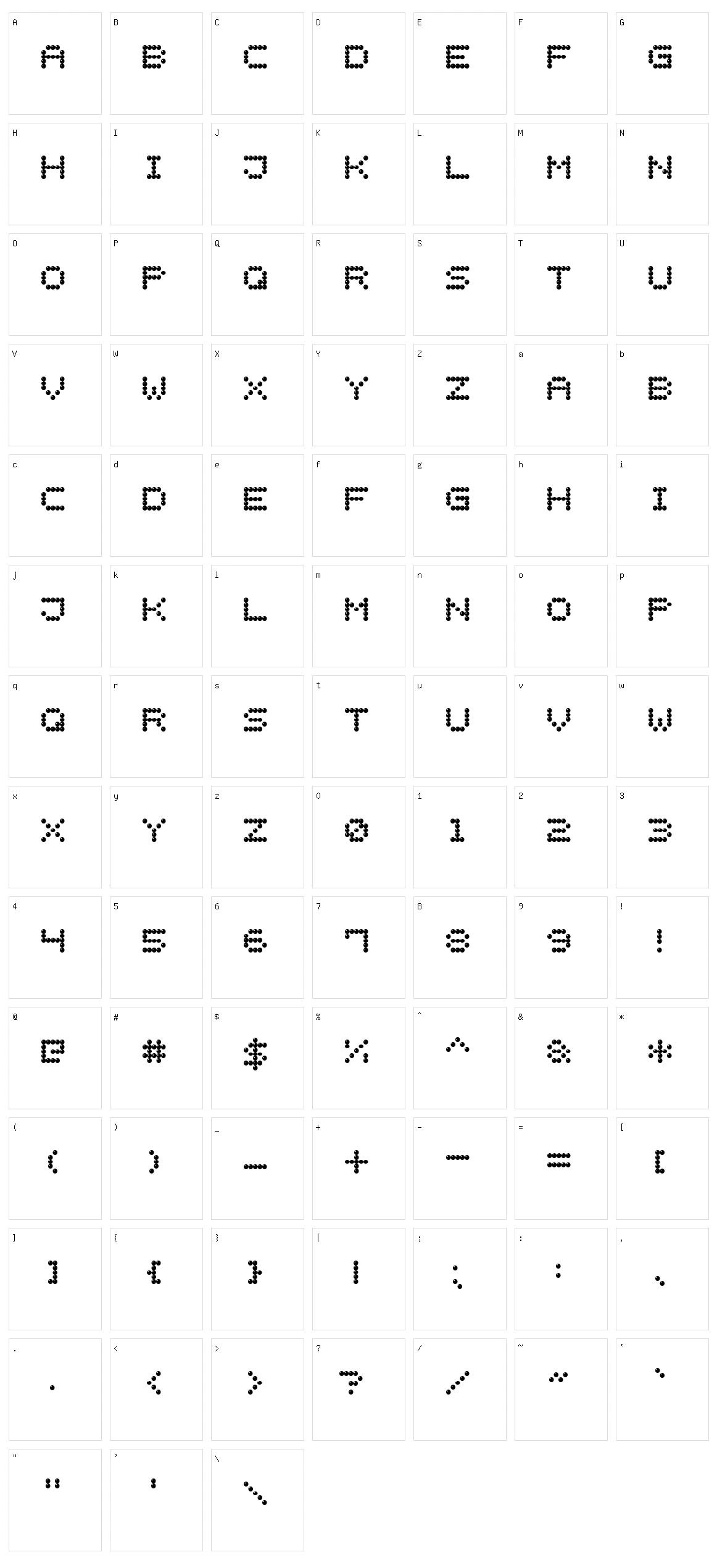 Light LED Display-7 Character Set