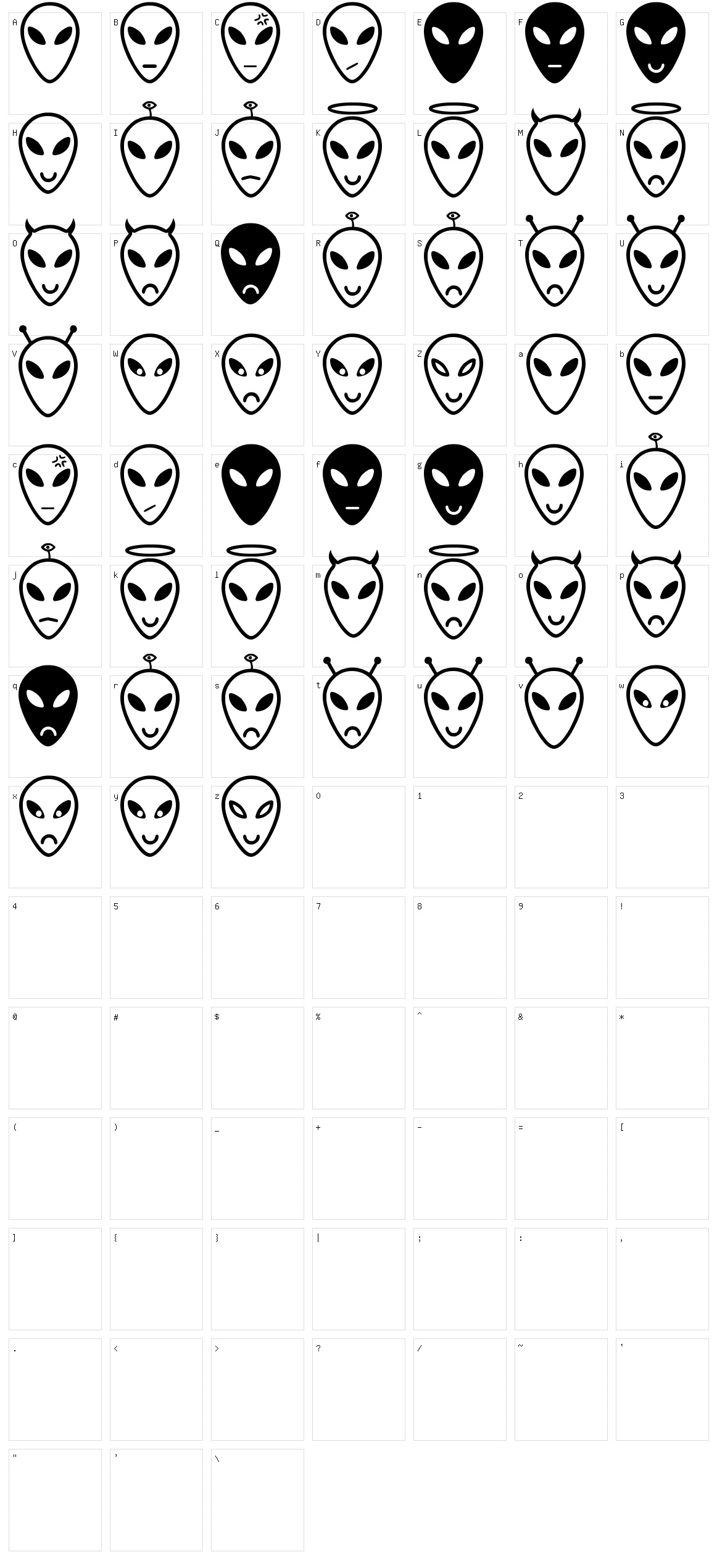 Alien Faces ST Character Set
