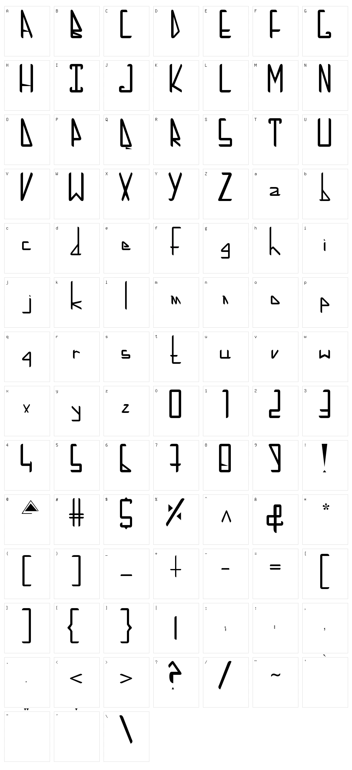 Low X-Line Character Set