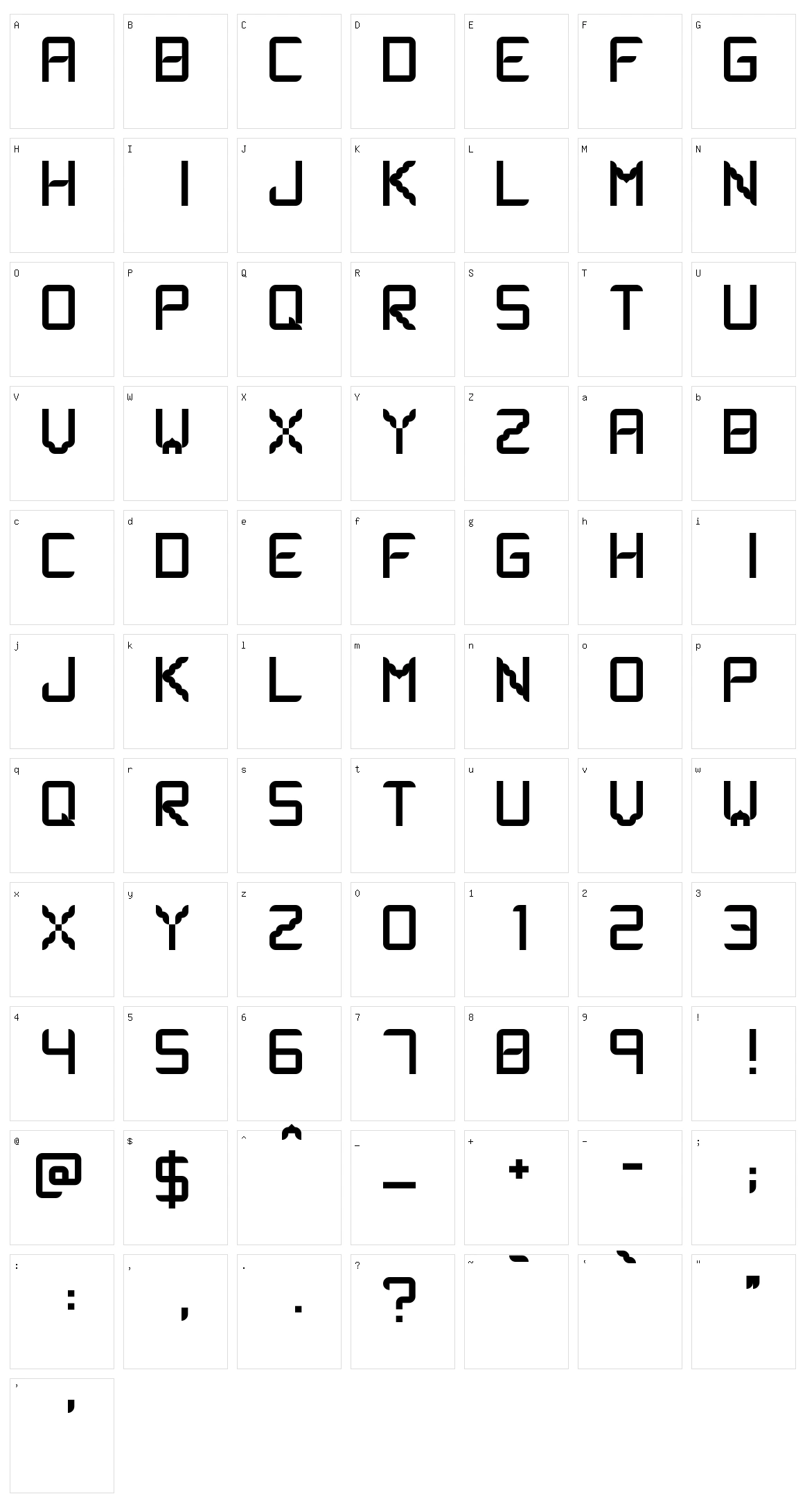 Lsfont Character Set