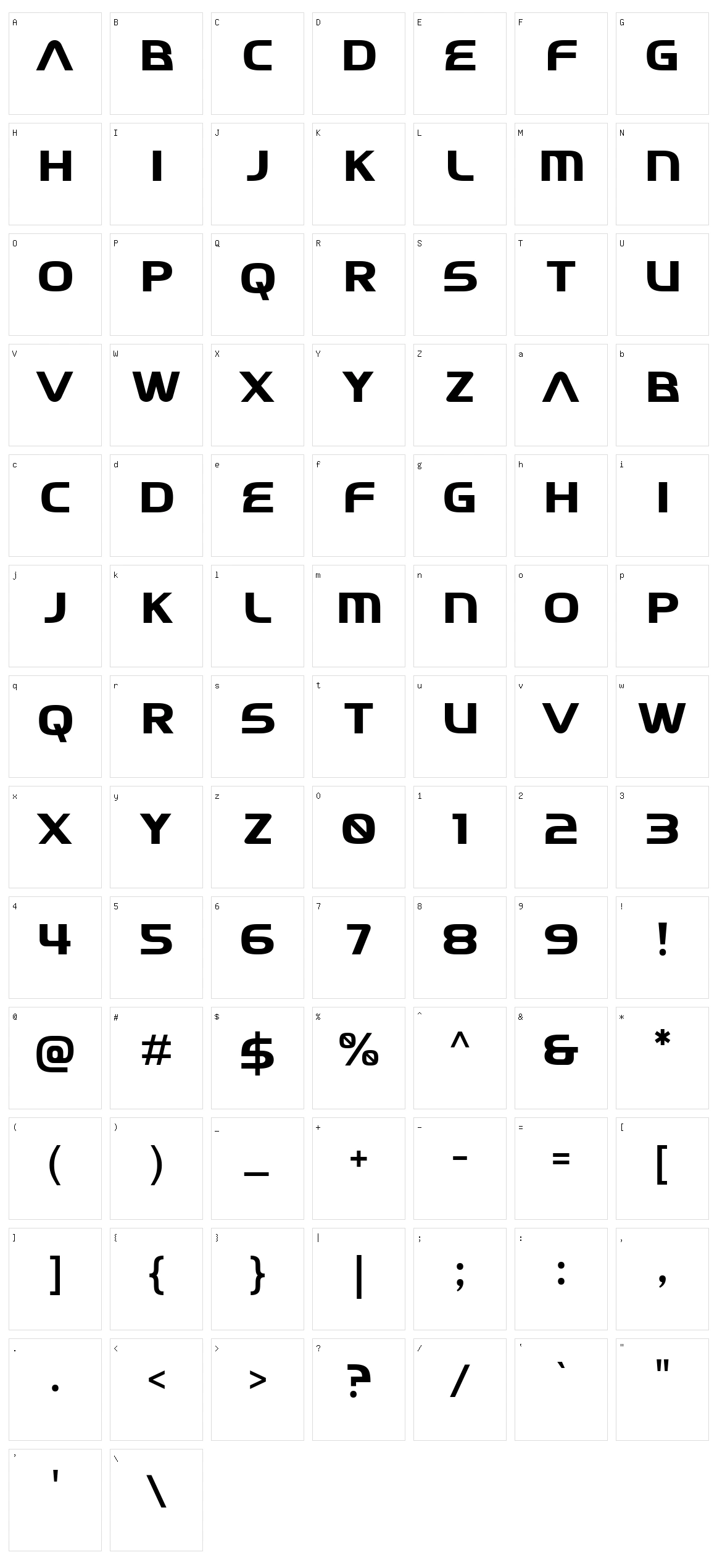 Luxes Character Set