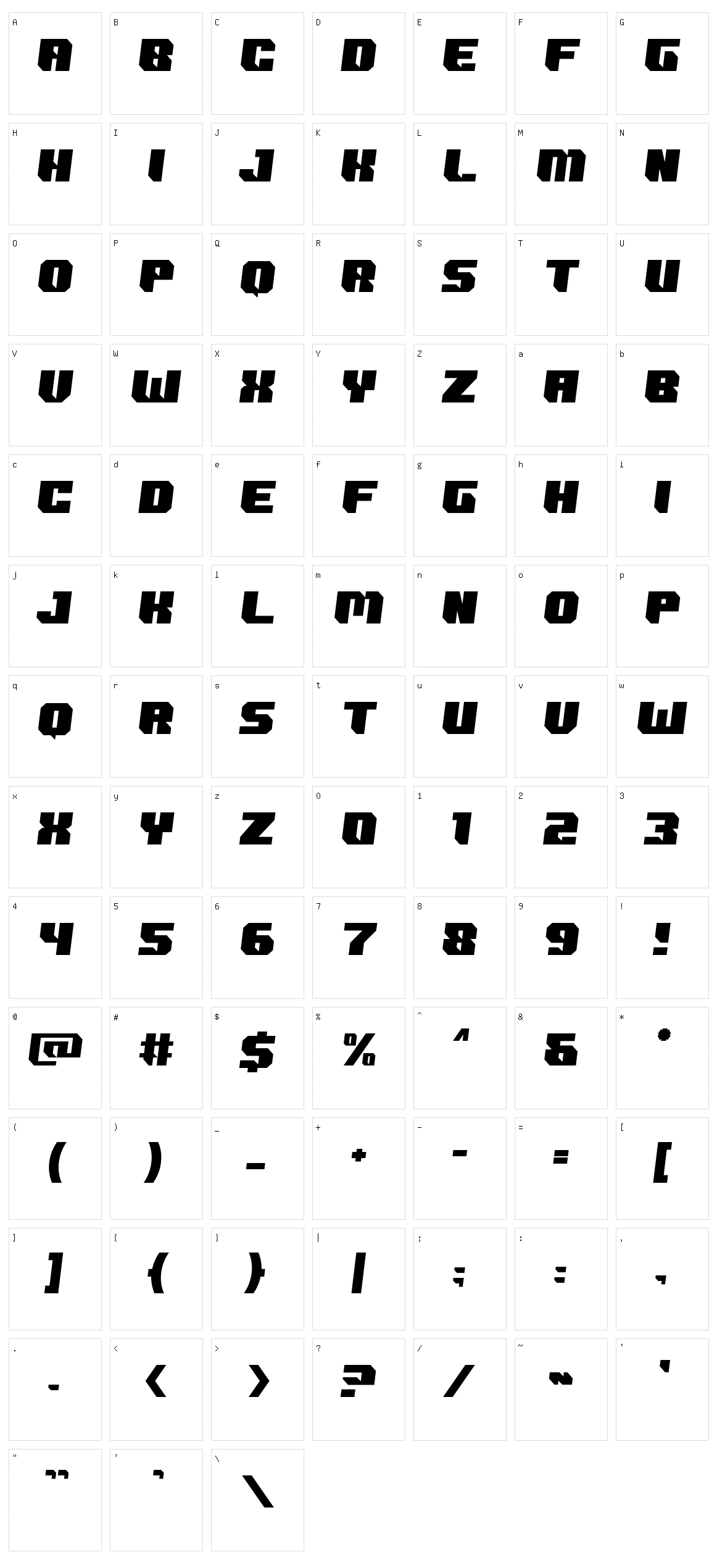 Maxdrive Character Set