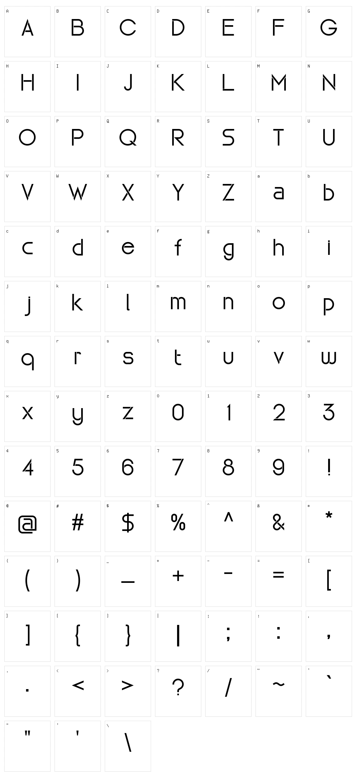 Maxellight Character Set