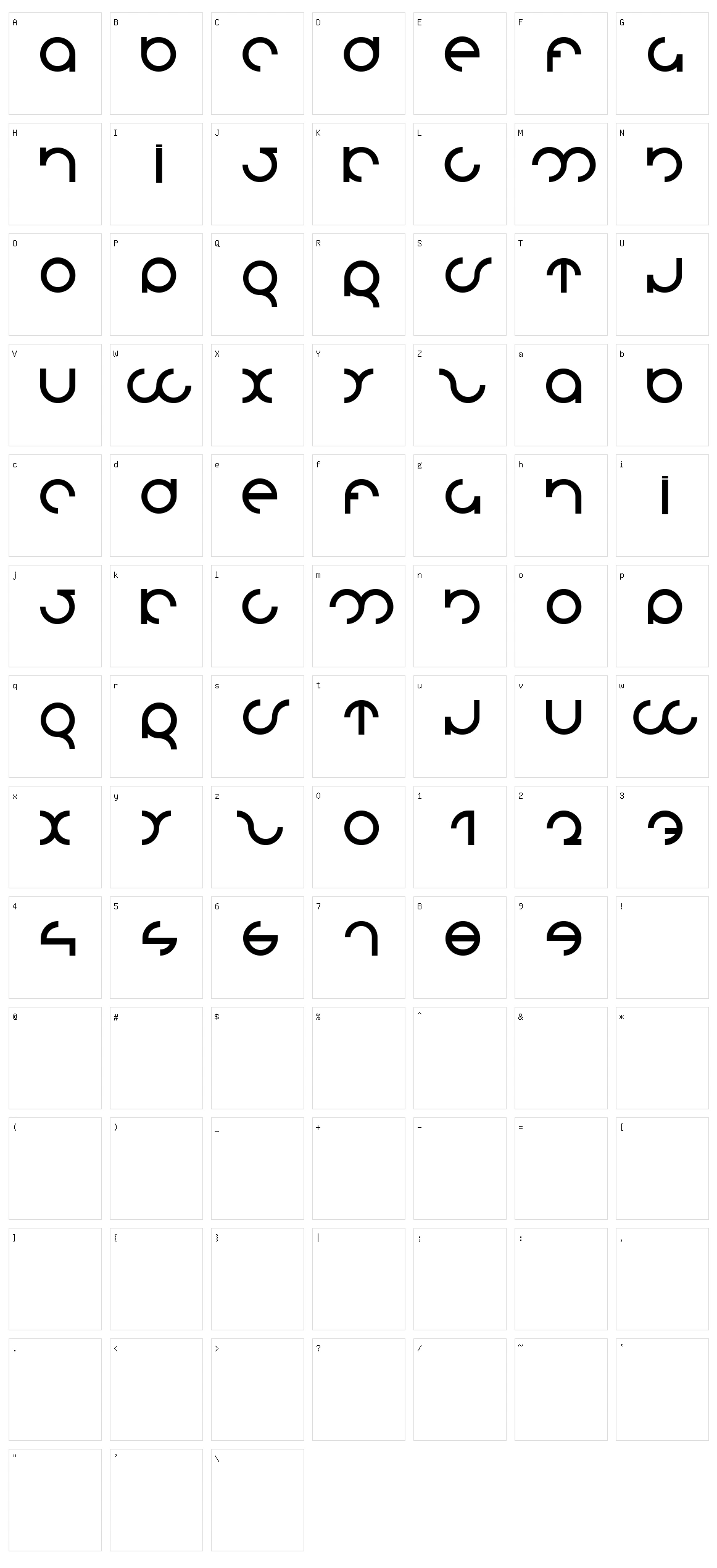 MDRS-FD01 Character Set