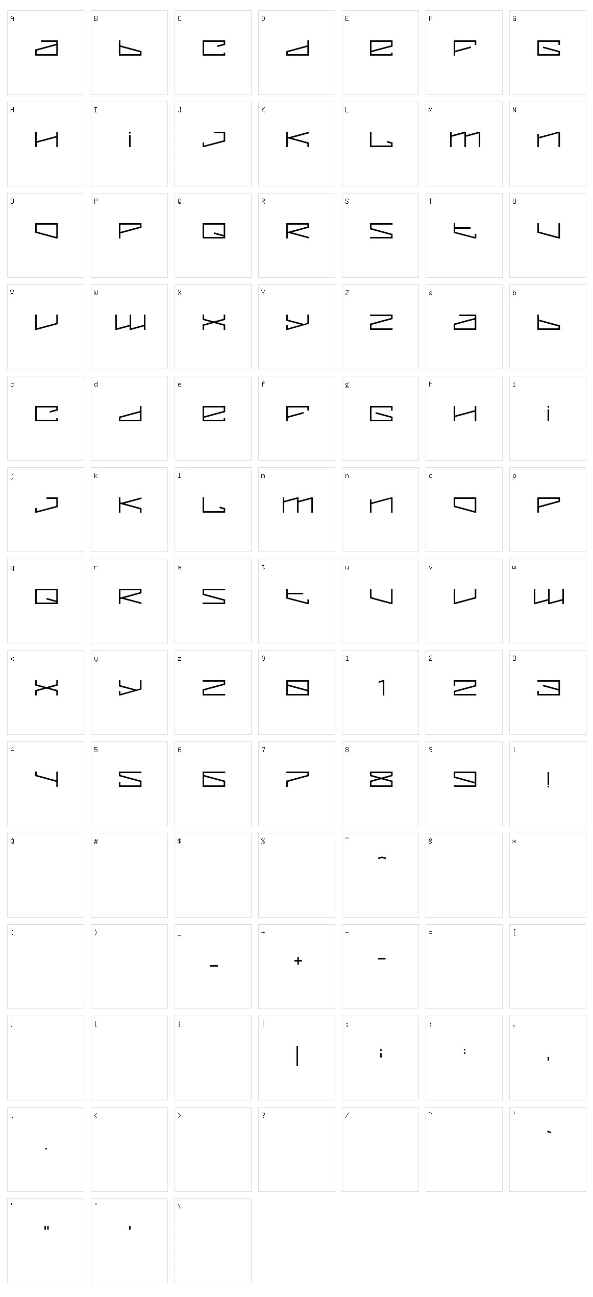 Megandroid Character Set