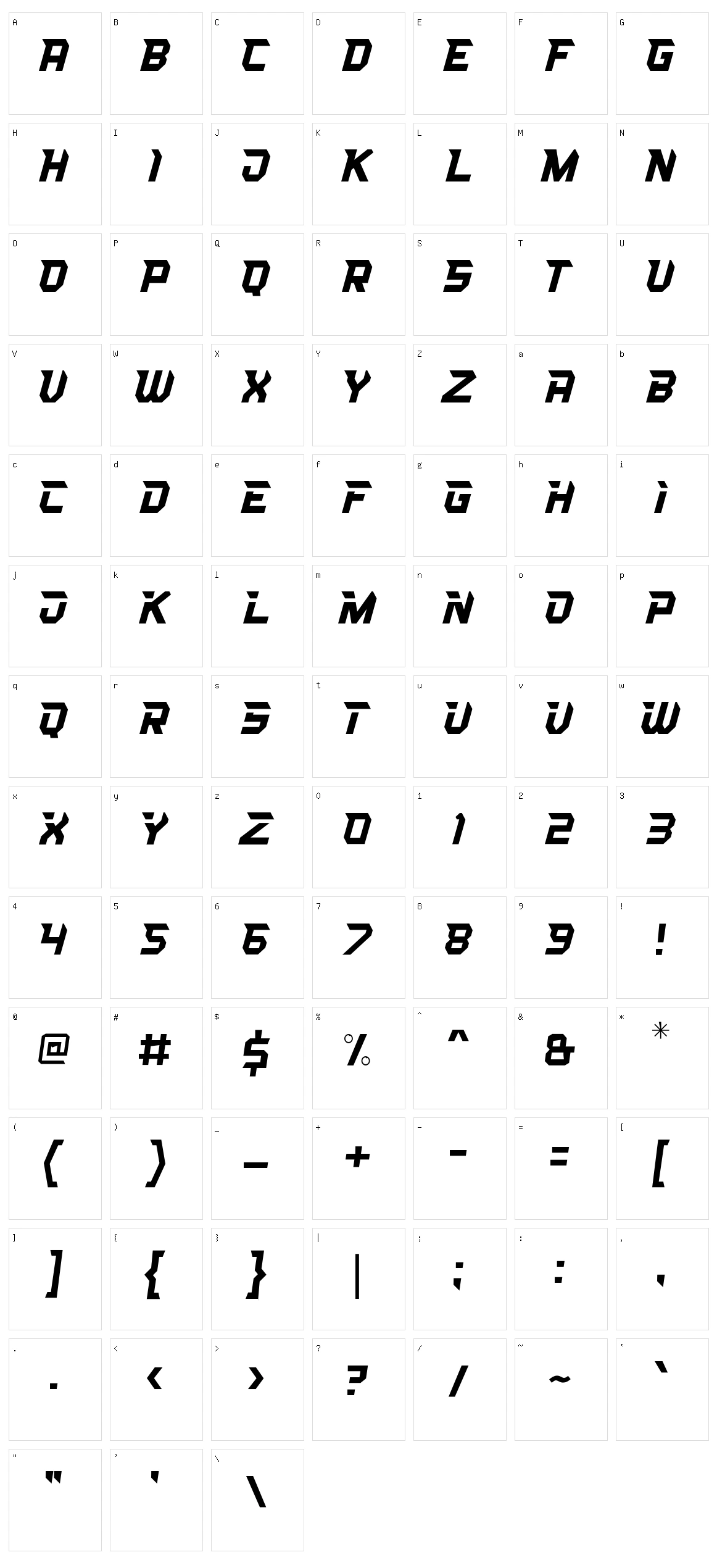 Middletown Character Set