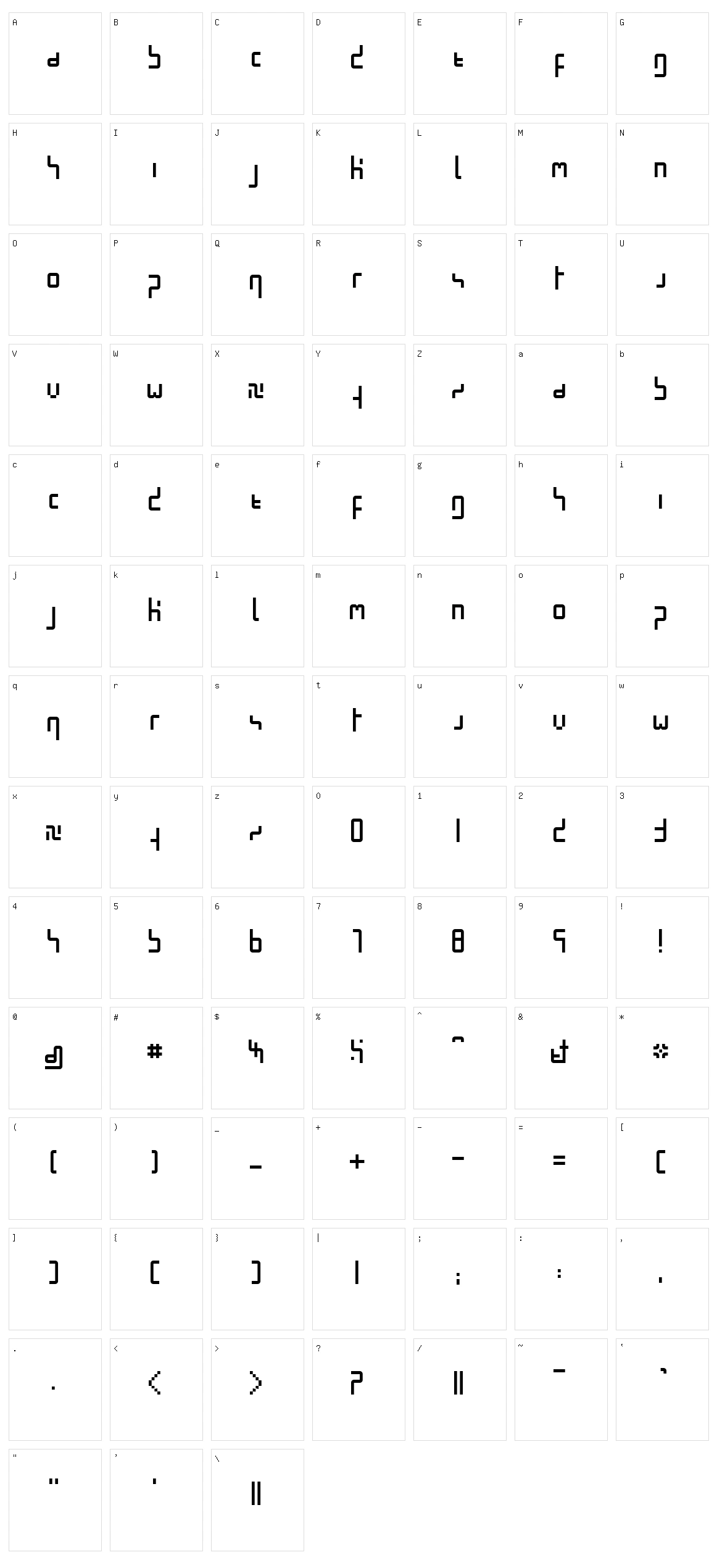 Minimal Pixel Character Set